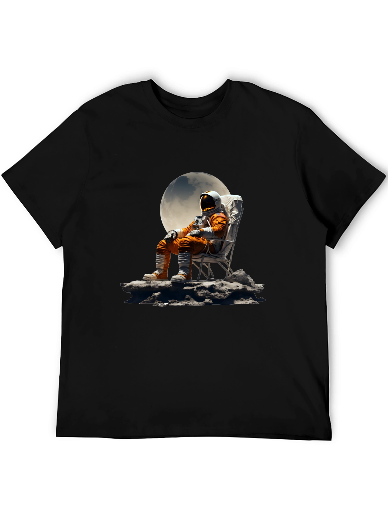 Astronaut Moon Chair Graphic Tee - Relaxed Space Style