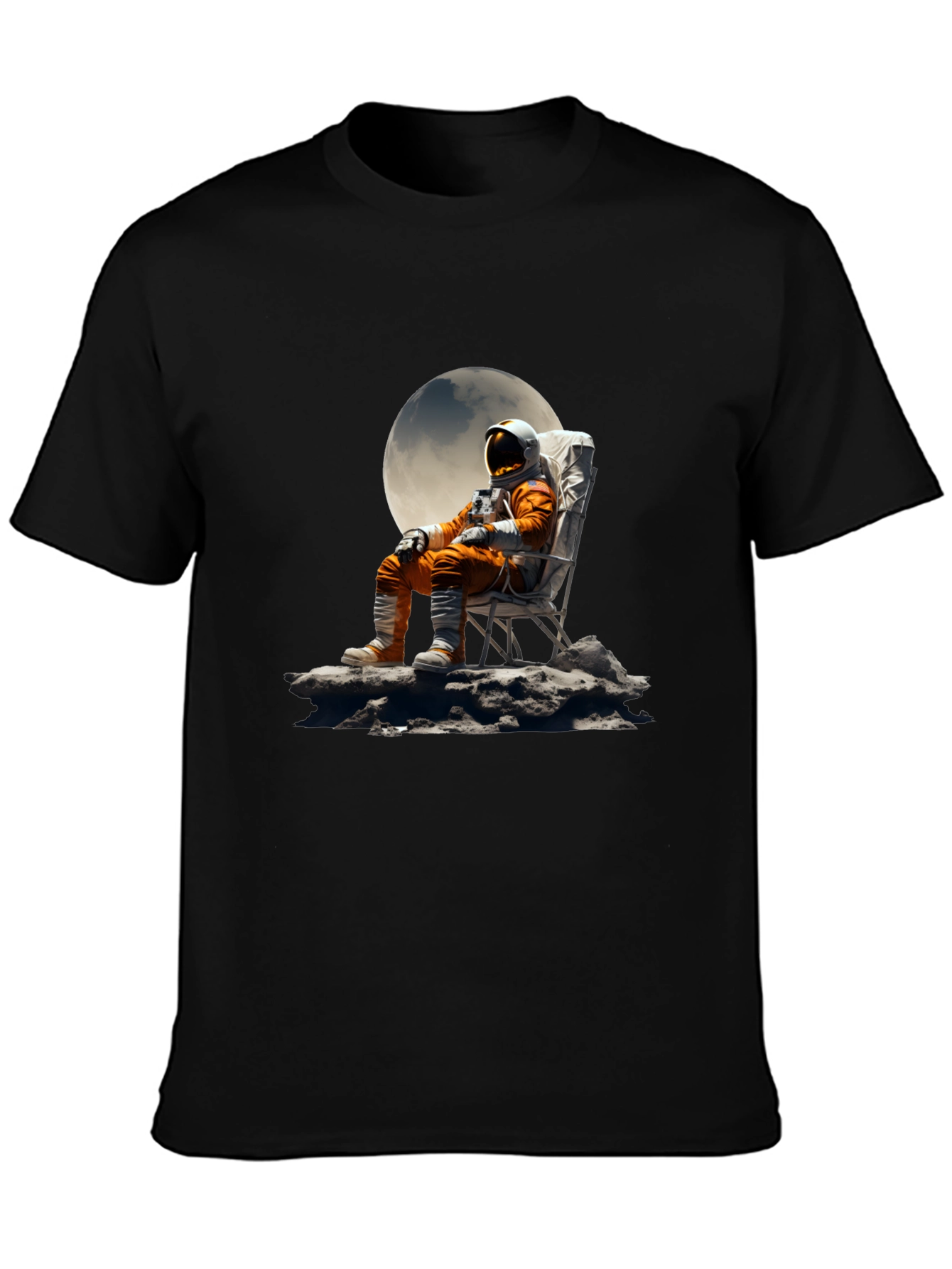 Astronaut Moon Chair Graphic Tee - Relaxed Space Style