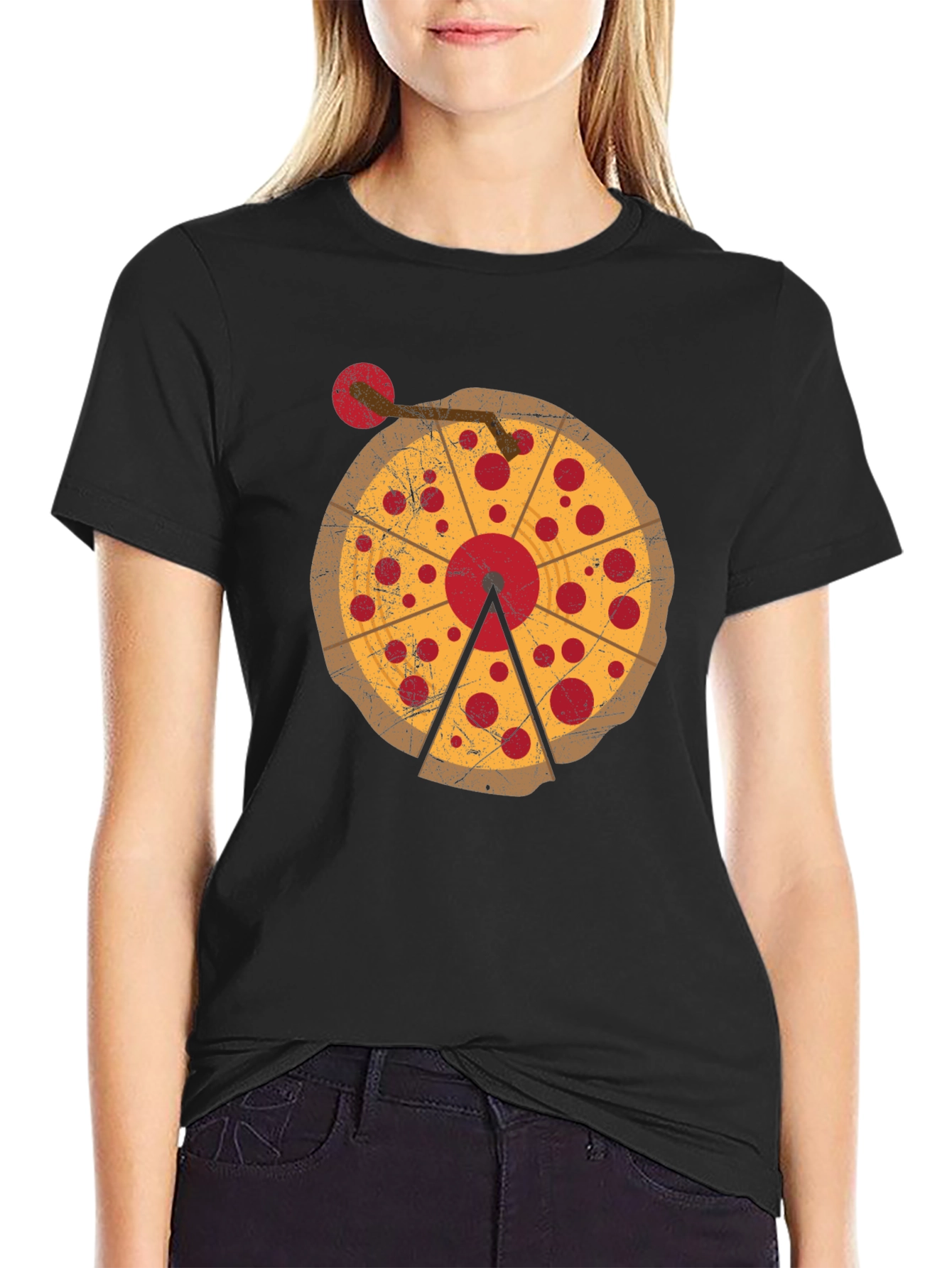 Pizza DJ Turntable Graphic T-Shirt