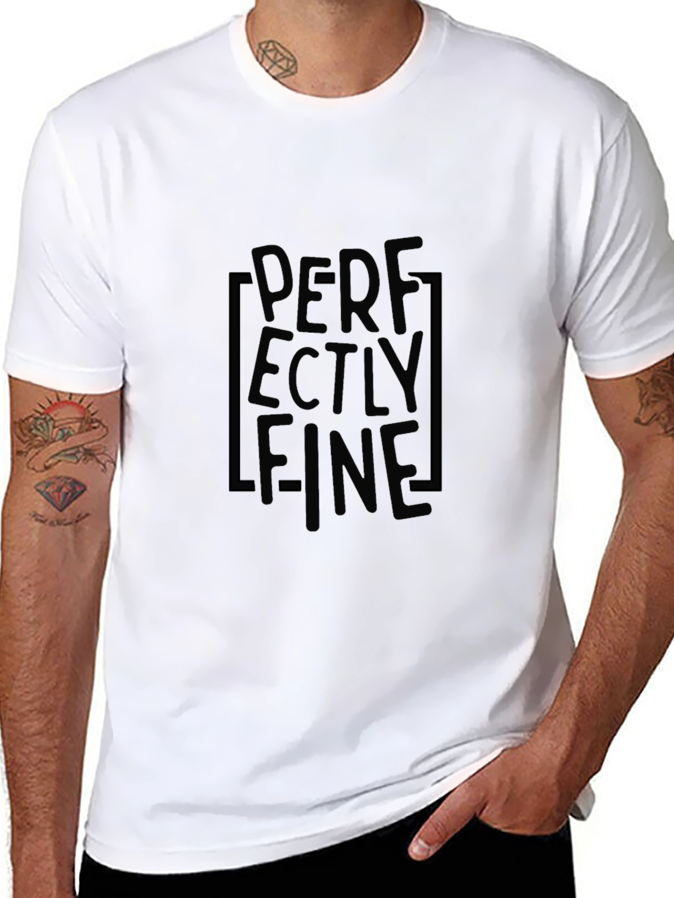 Perfectly Fine Graphic Tee - Black Cotton Comfort