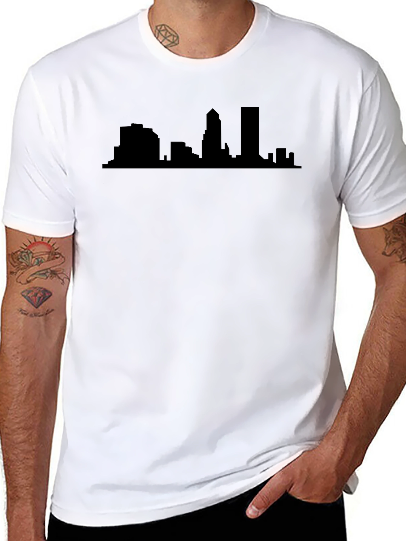 Urban Skyline Graphic Tee - Black