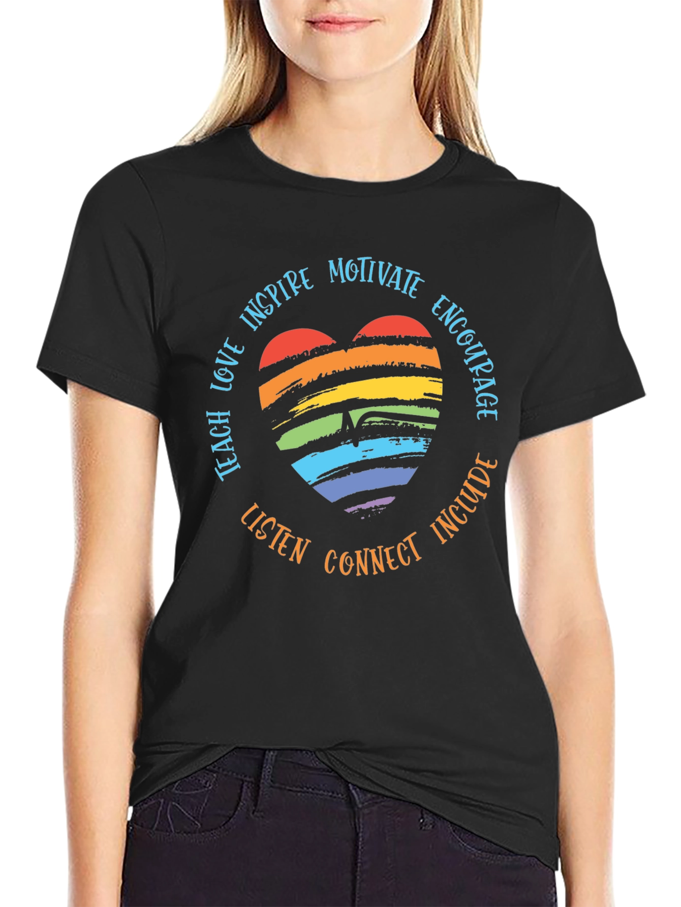 Rainbow Heart Pride T-Shirt - Motivate Inspire Encourage