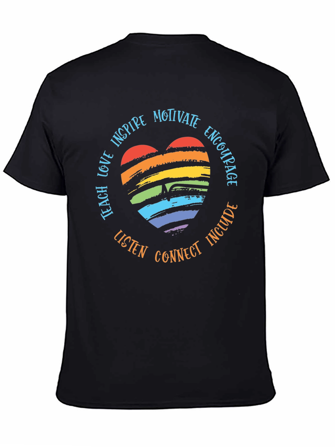 Rainbow Heart Pride T-Shirt - Motivate Inspire Encourage