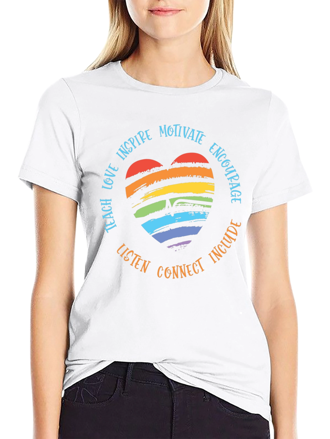 Rainbow Heart Pride T-Shirt - Motivate Inspire Encourage