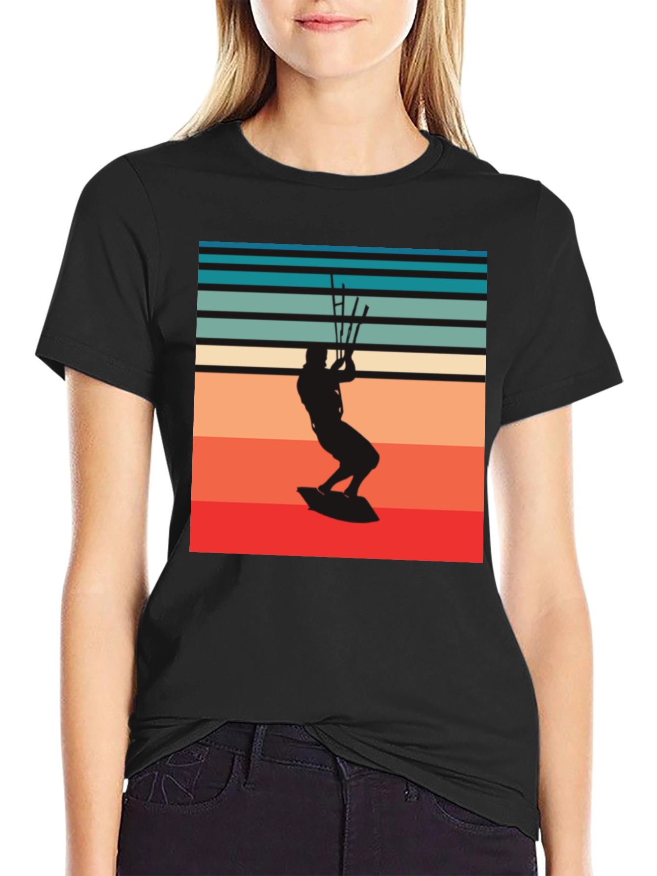 Retro Kitesurfer Graphic Tee - Black