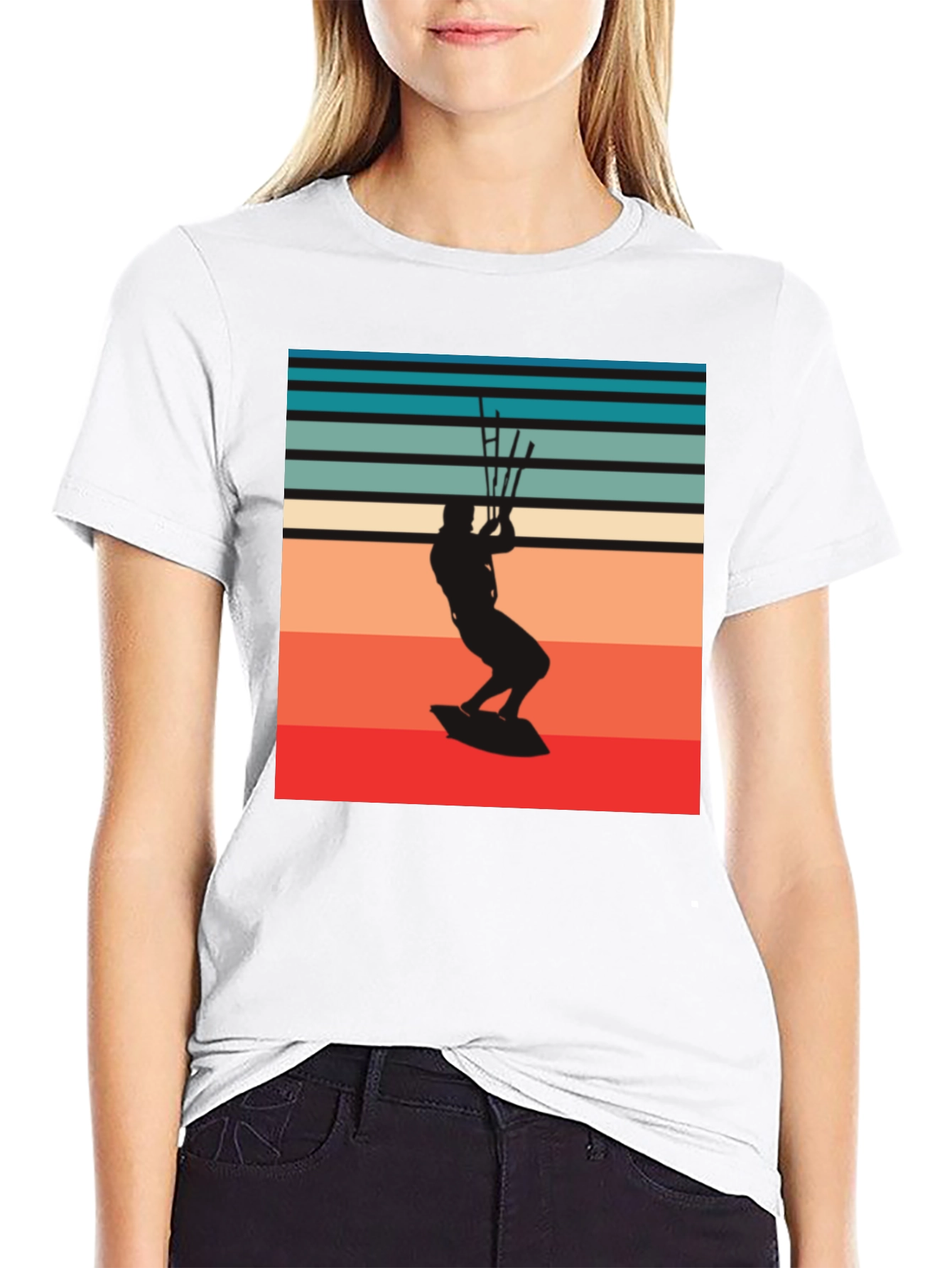 Retro Kitesurfer Graphic Tee - Black