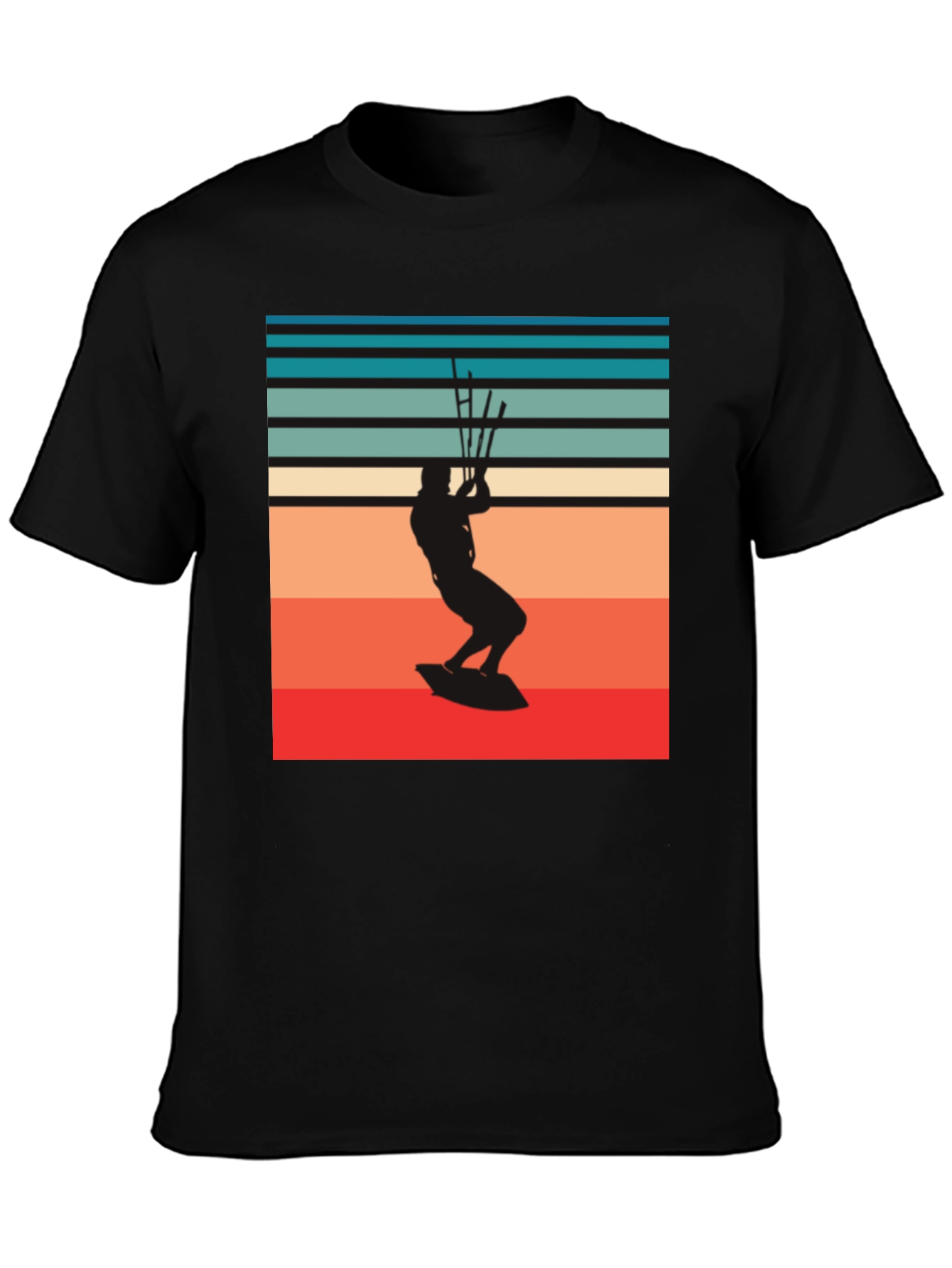 Retro Kitesurfer Graphic Tee - Black