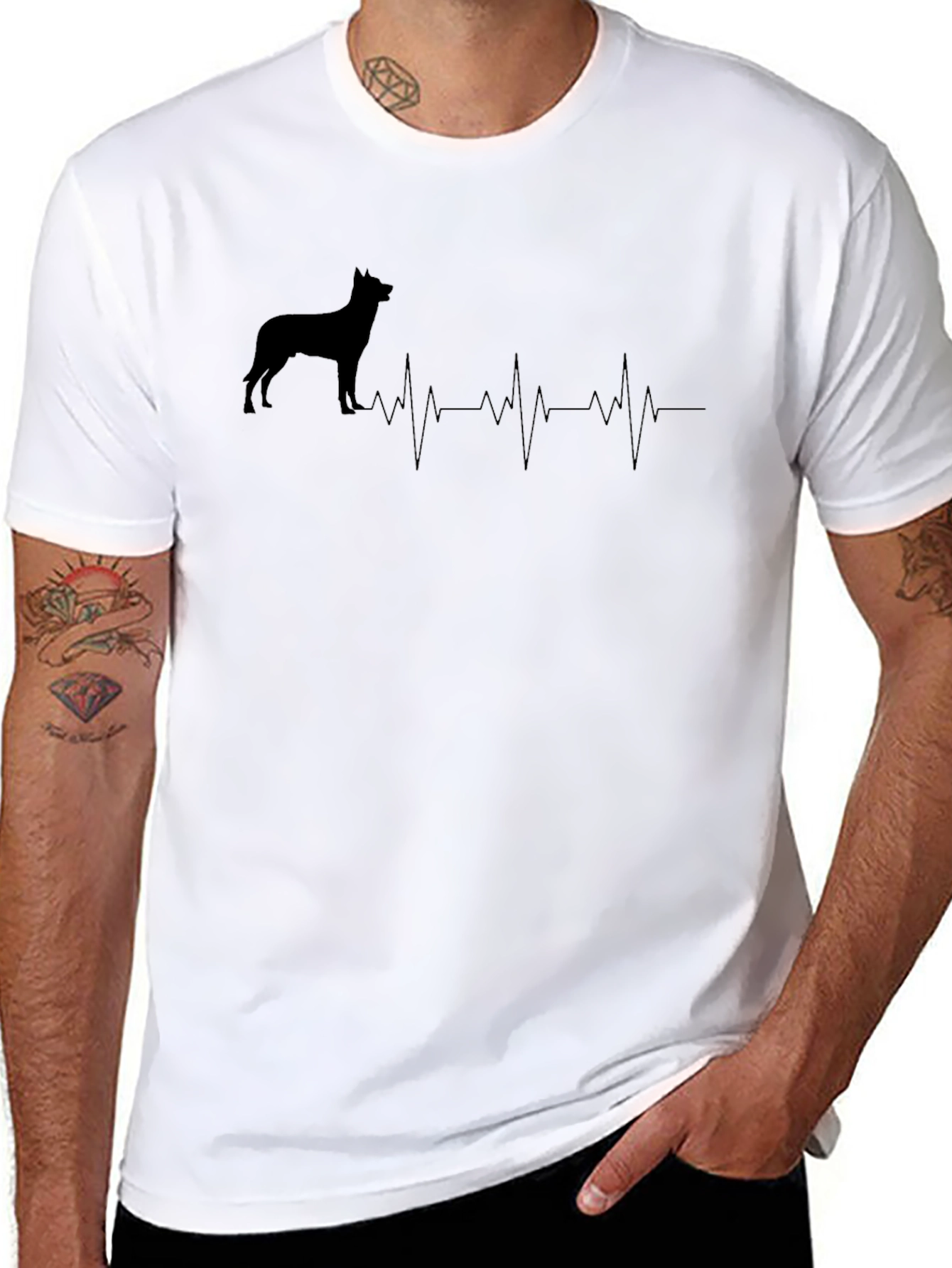 Dog Breed Heartbeat T-Shirt - Black