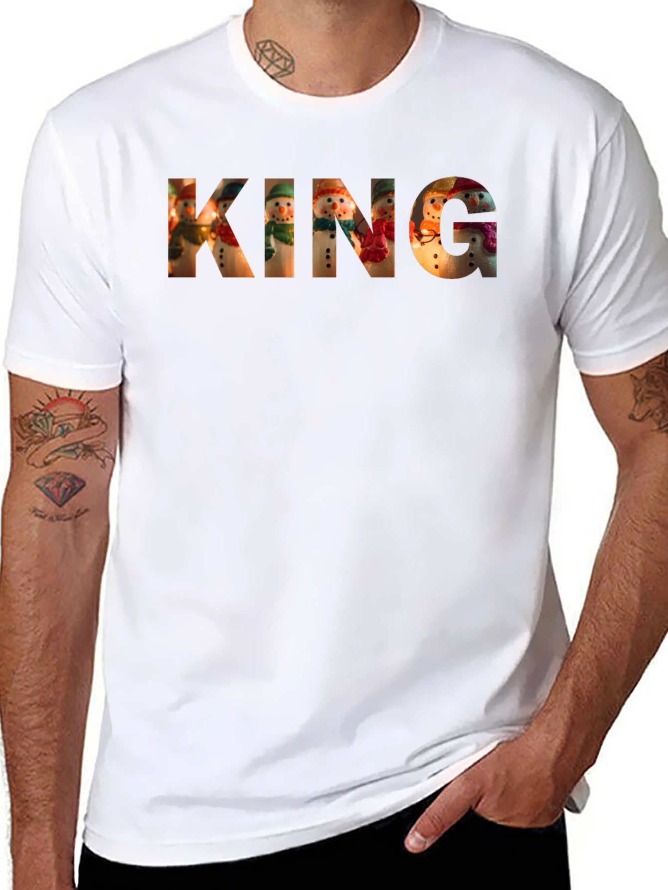 King Snowman T-Shirt - Holiday Festive Apparel