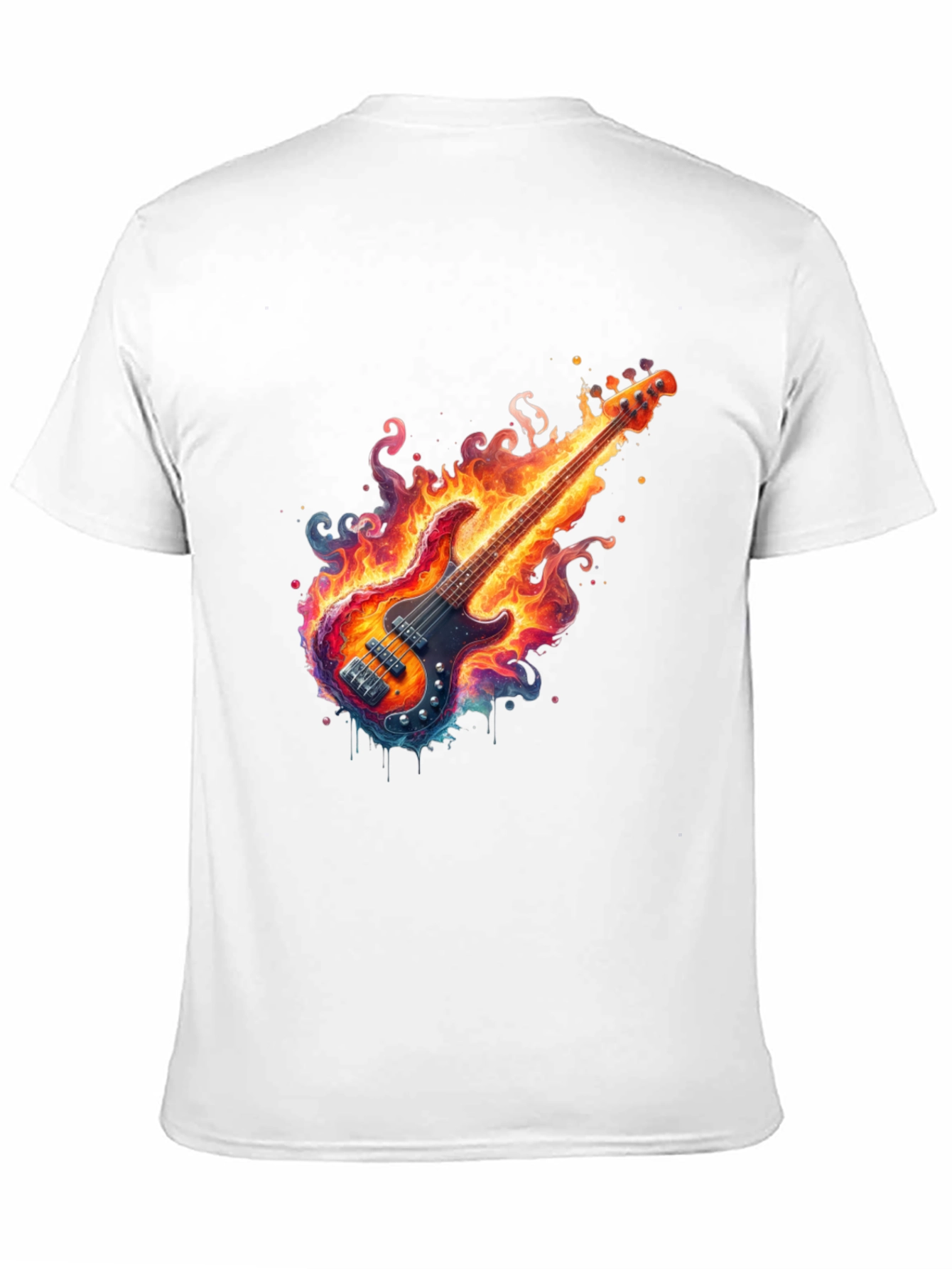 Fiery Guitar Graphic Tee - Black