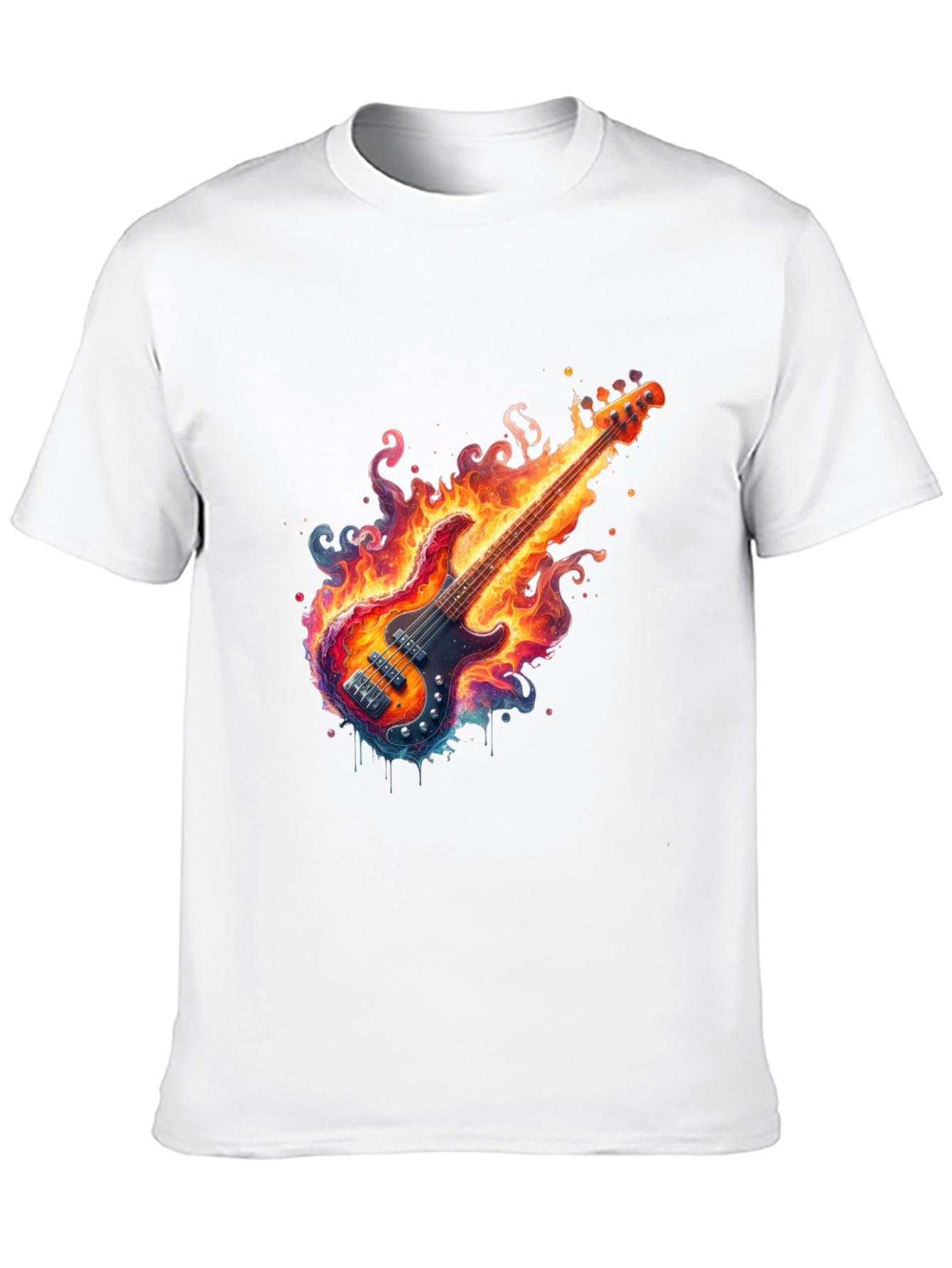 Fiery Guitar Graphic Tee - Black