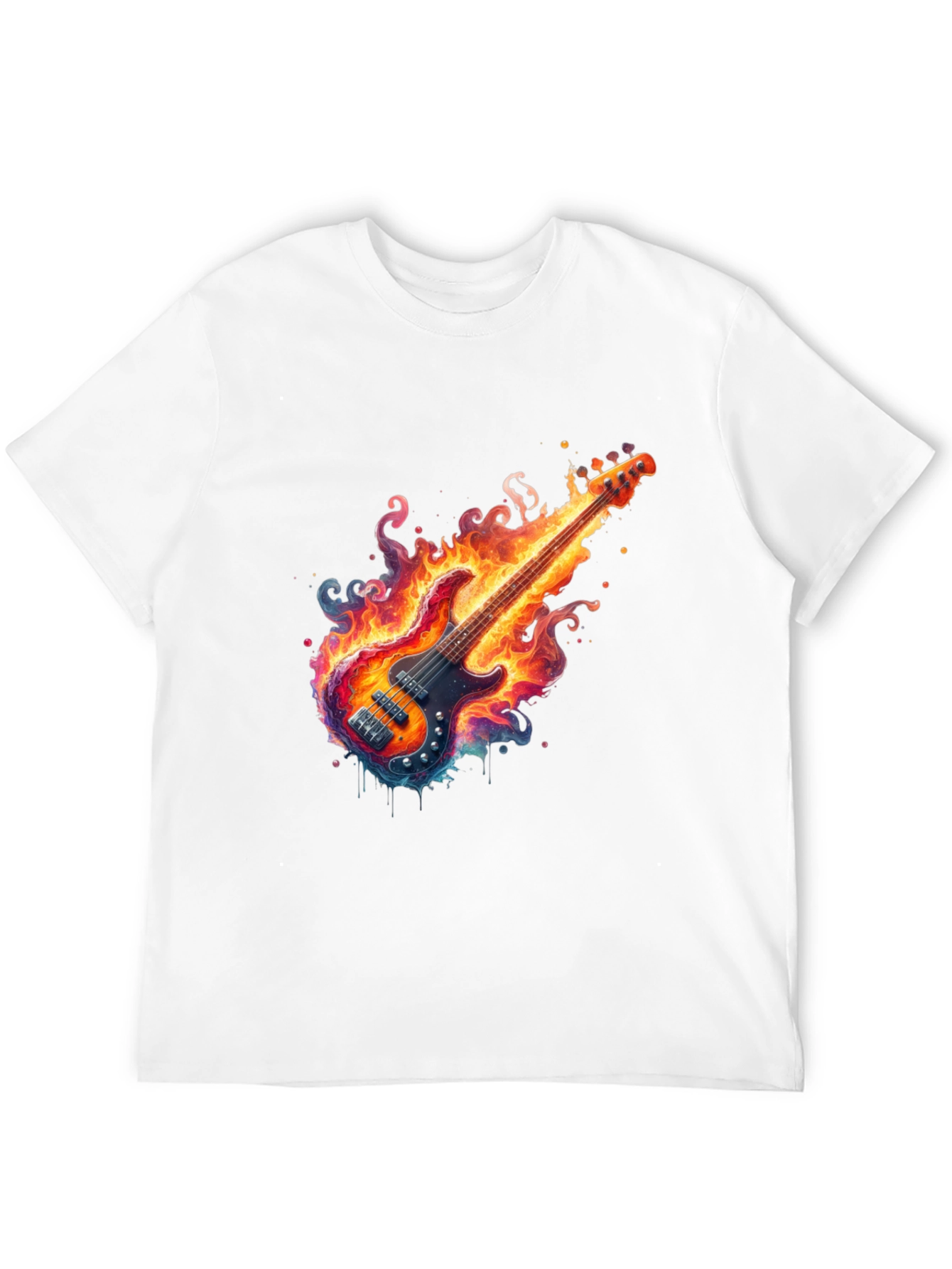 Fiery Guitar Graphic Tee - Black