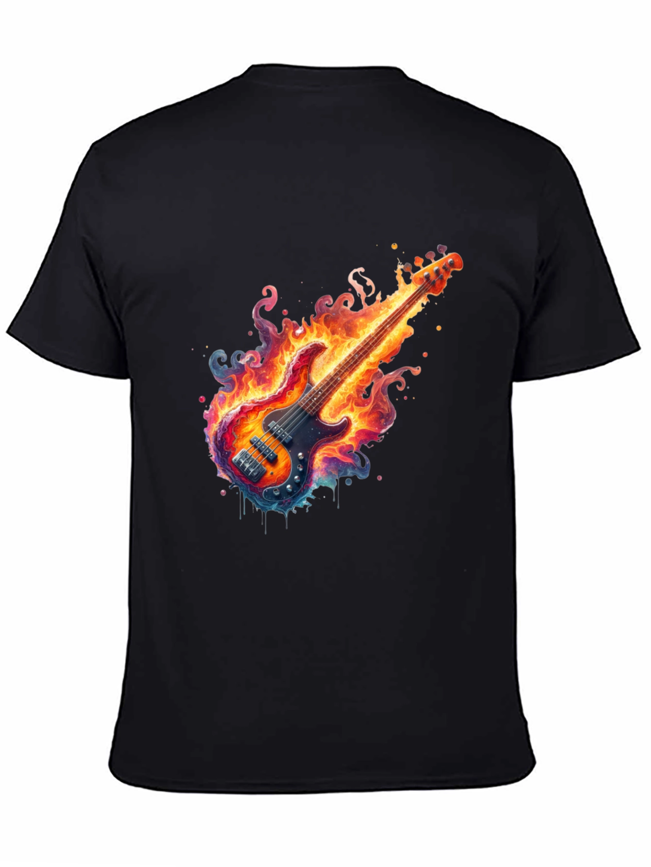 Fiery Guitar Graphic Tee - Black