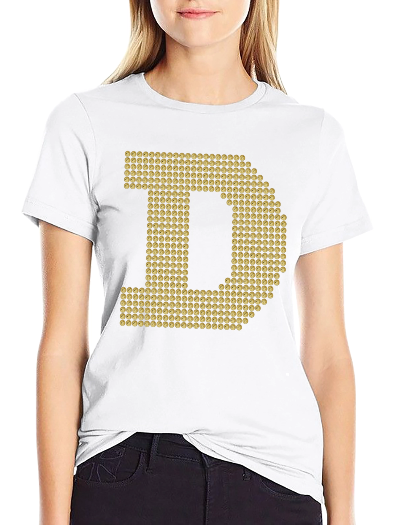 Doge Coin Letter Graphic Black T-Shirt