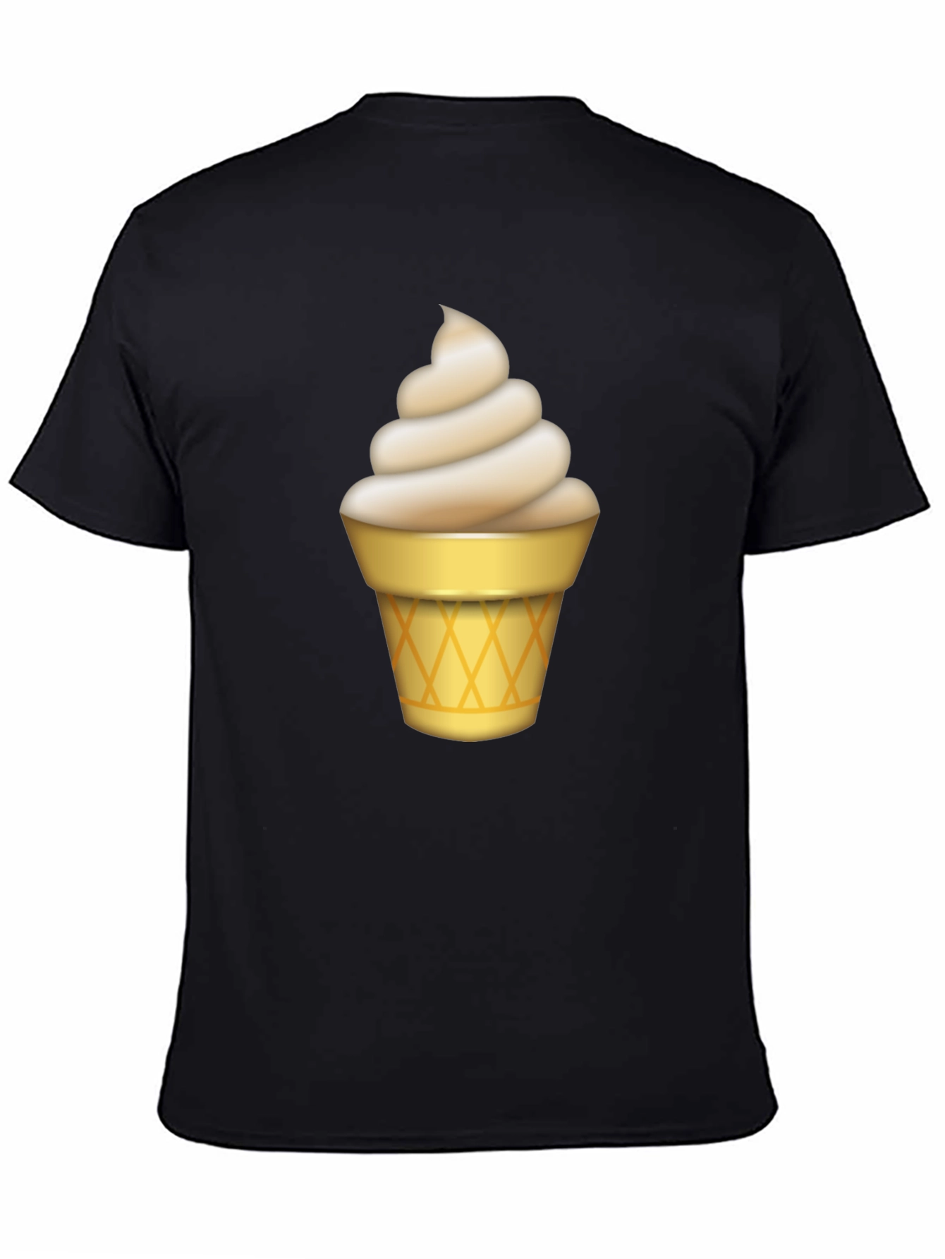 Ice Cream Cone Graphic Tee - Black Cotton T-Shirt