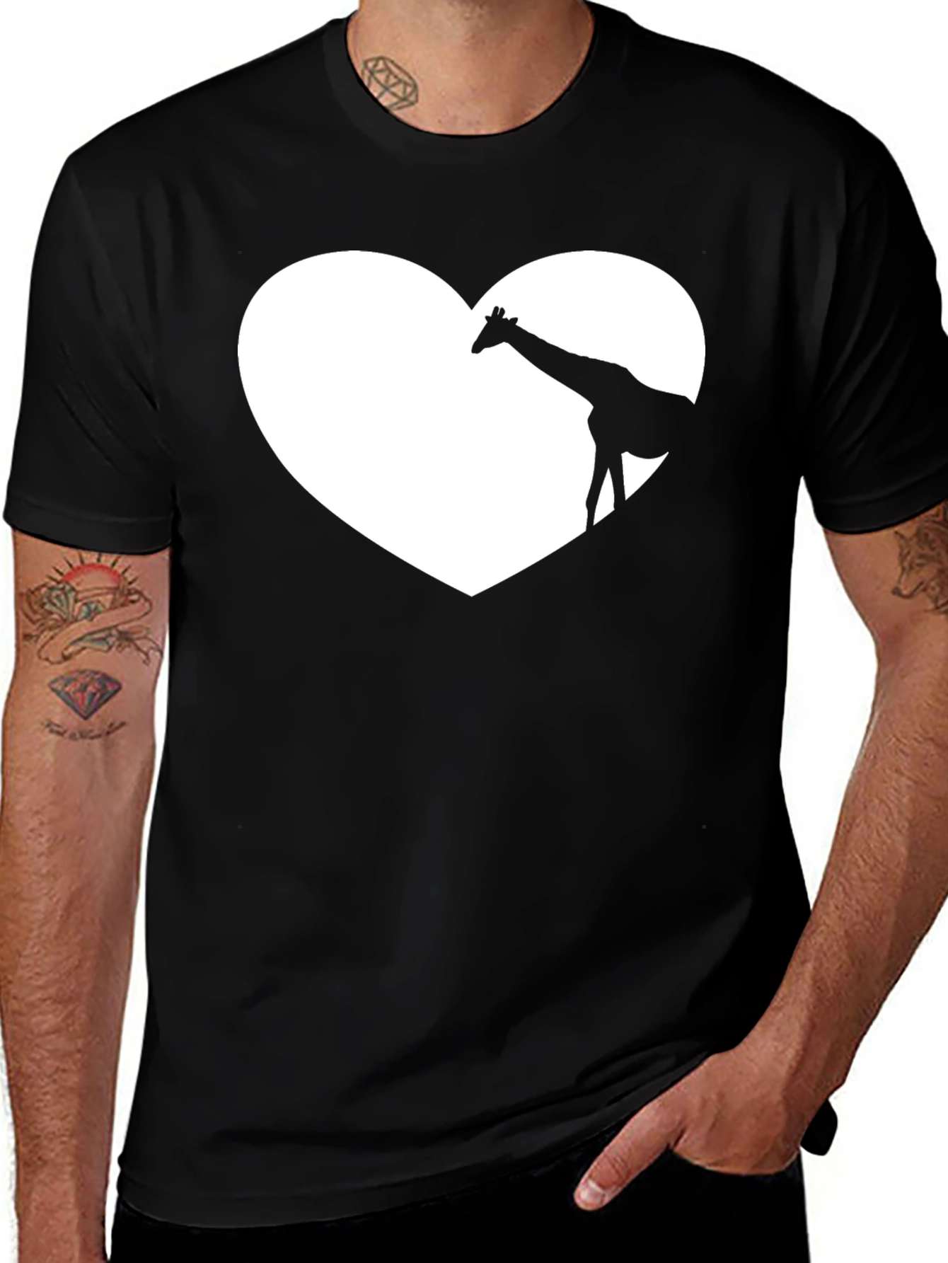 Giraffe Heart Graphic Tee - Soft Cotton Blend