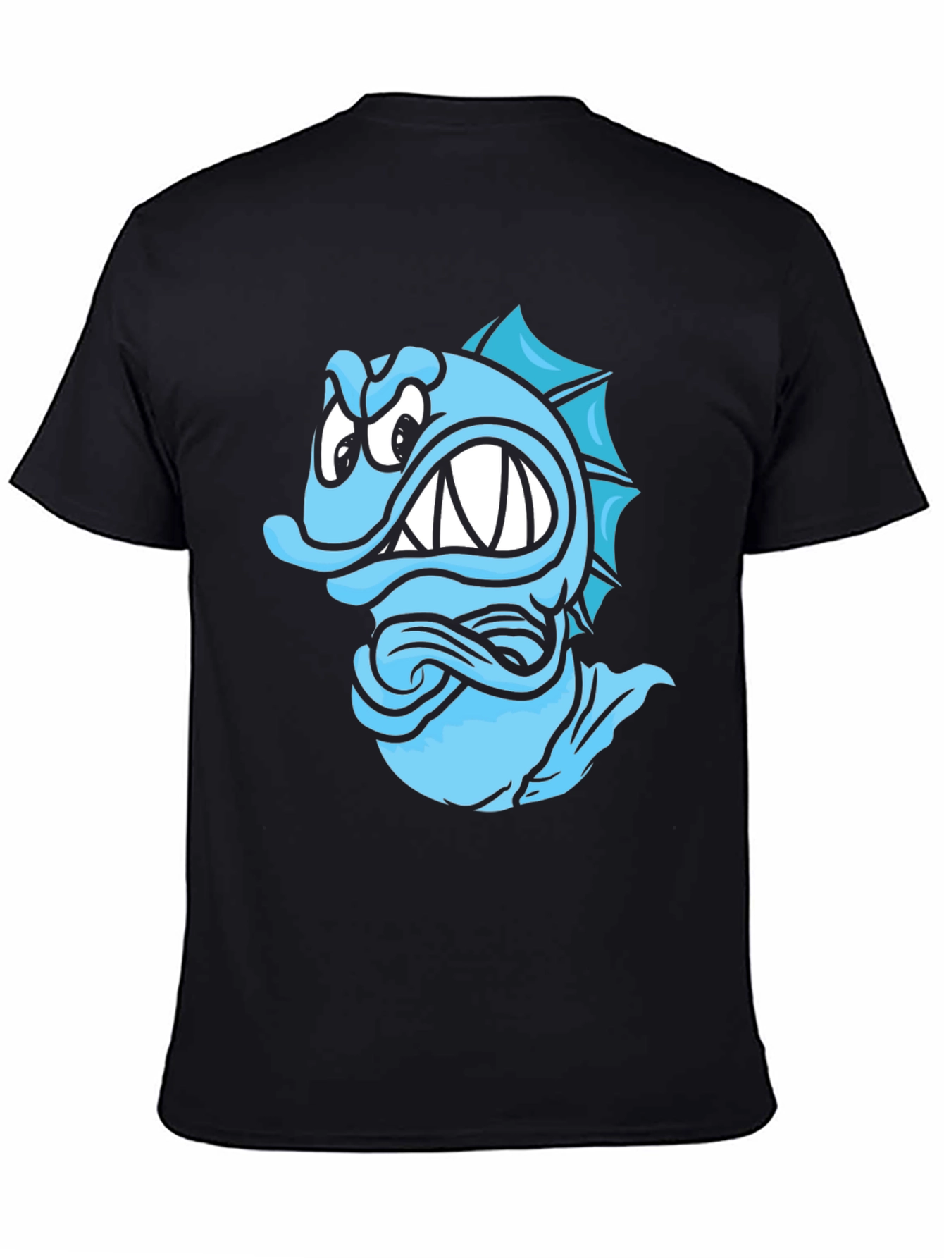 Angry Blue Fish Graphic T-Shirt