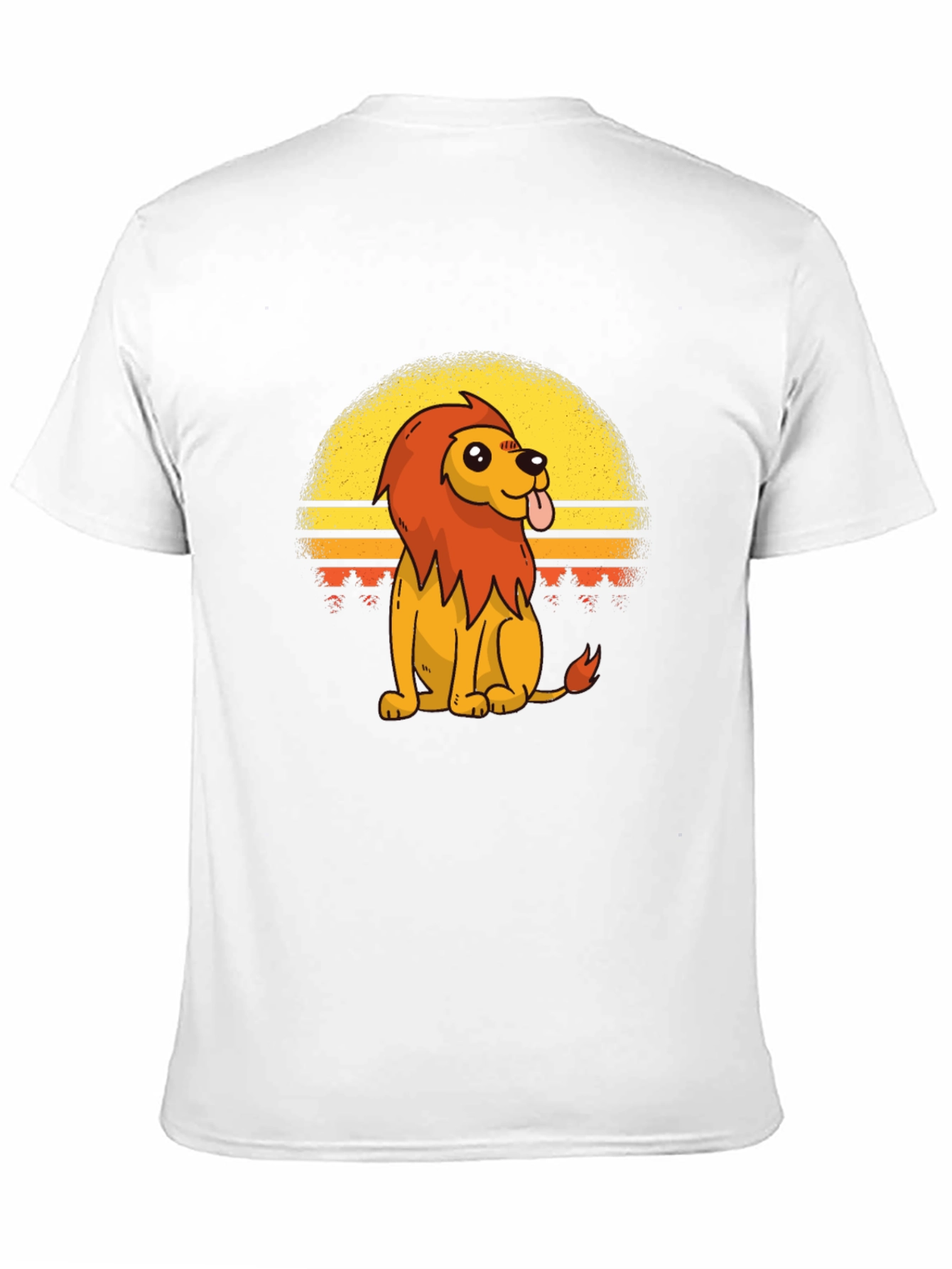 Retro Cartoon Lion Graphic Tee - Black T-Shirt