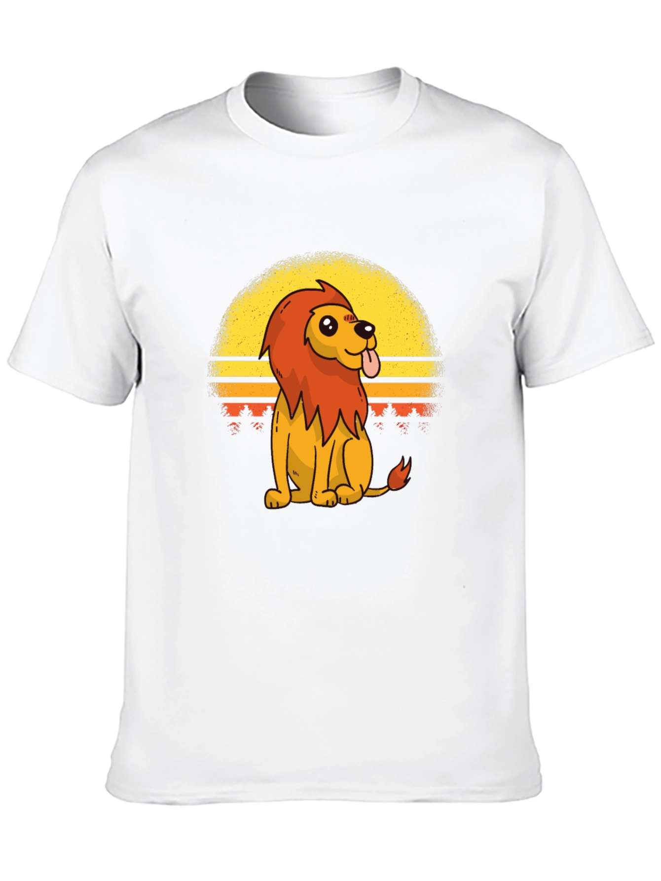 Retro Cartoon Lion Graphic Tee - Black T-Shirt