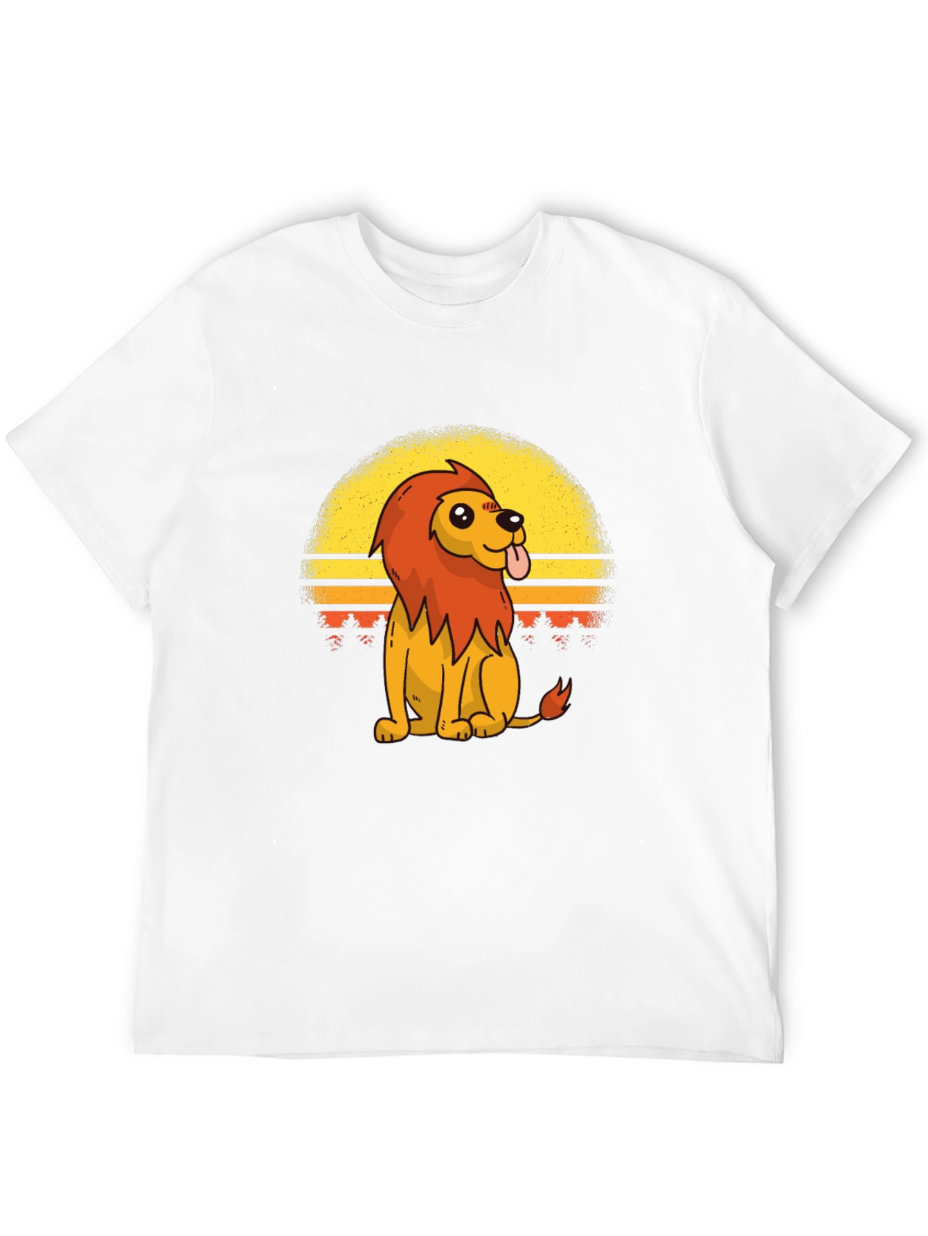 Retro Cartoon Lion Graphic Tee - Black T-Shirt