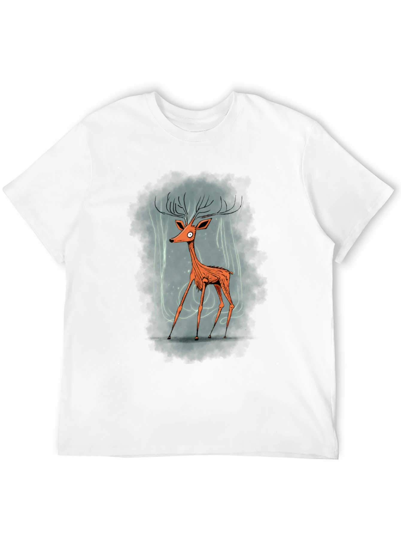Stylized Deer Graphic T-Shirt - Mens Black Tee