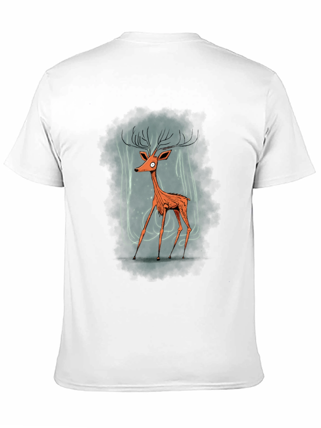 Stylized Deer Graphic T-Shirt - Mens Black Tee