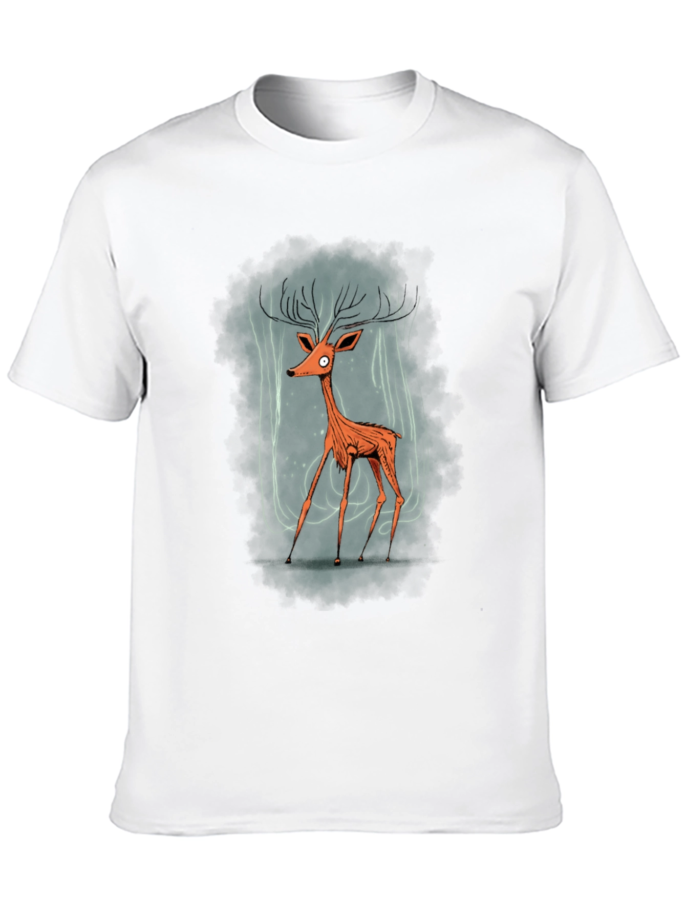 Stylized Deer Graphic T-Shirt - Mens Black Tee