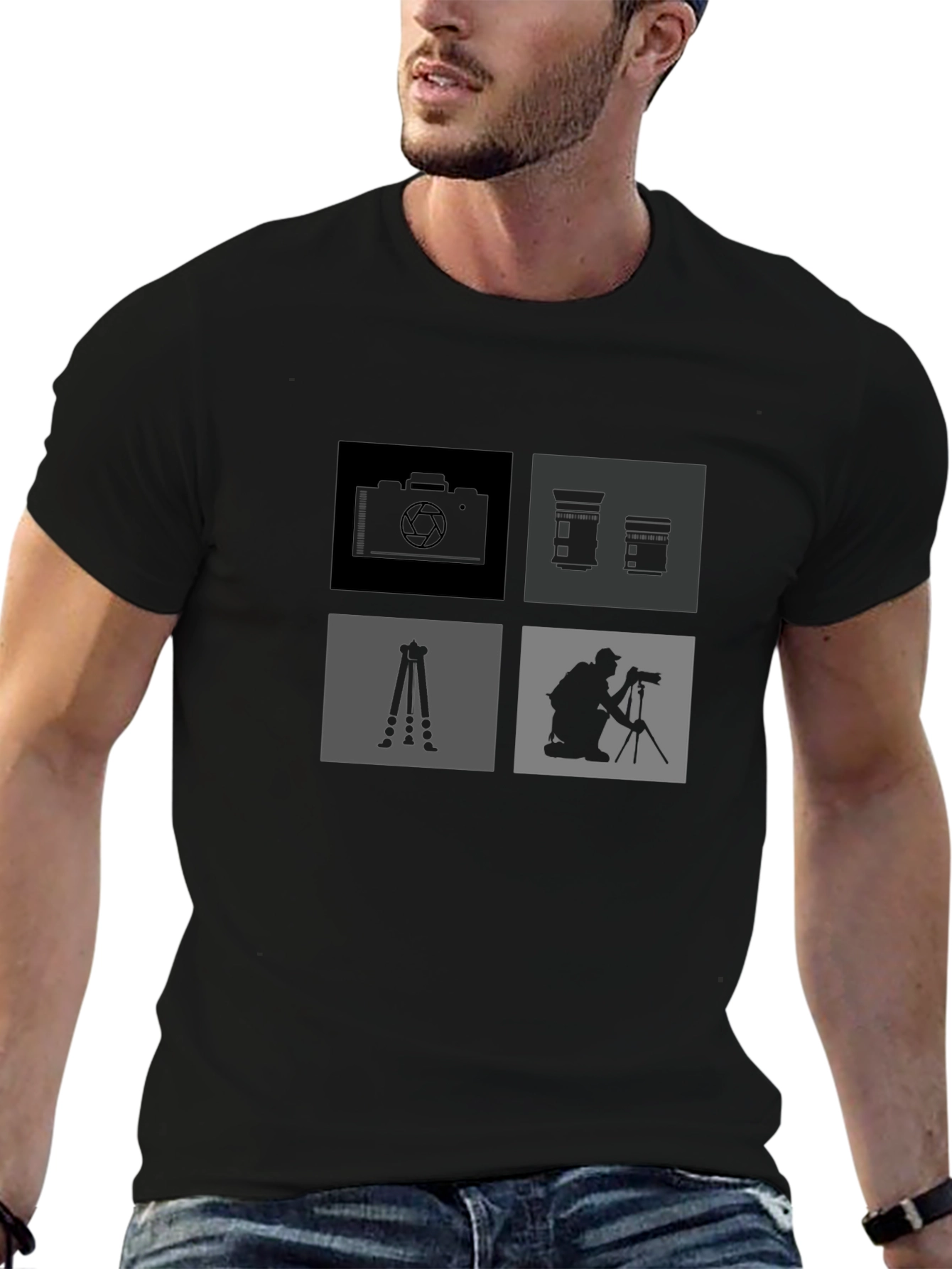 Photographer Design T-Shirt - Camera & Tripod