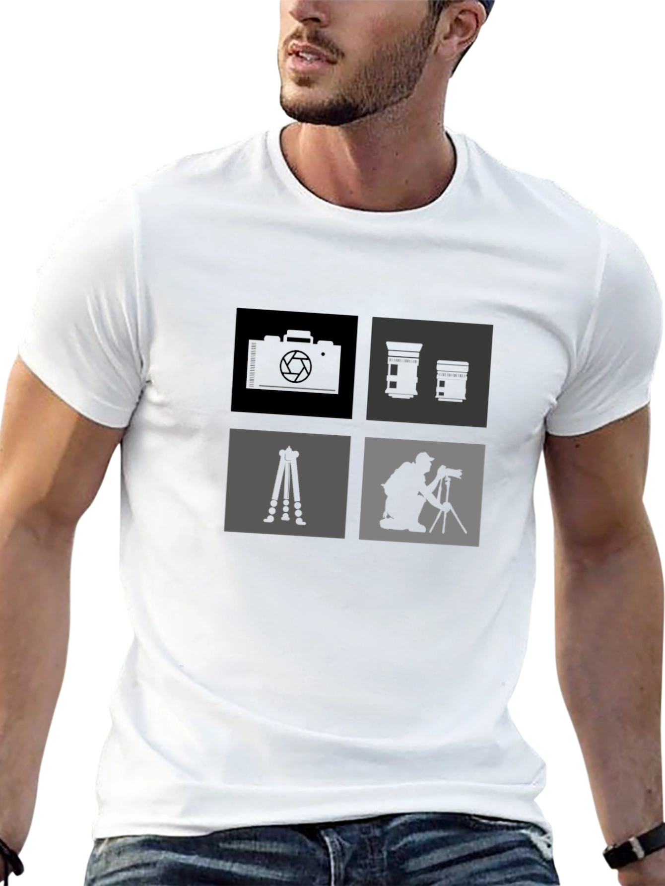 Photographer Design T-Shirt - Camera & Tripod