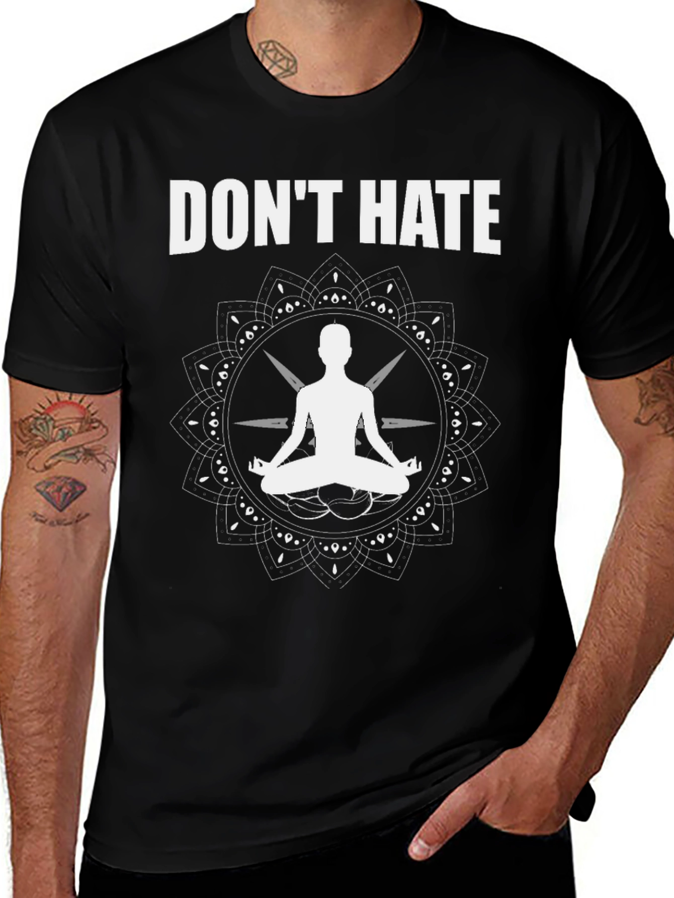 Dont Hate Yoga Graphic Tee - Black Cotton Blend