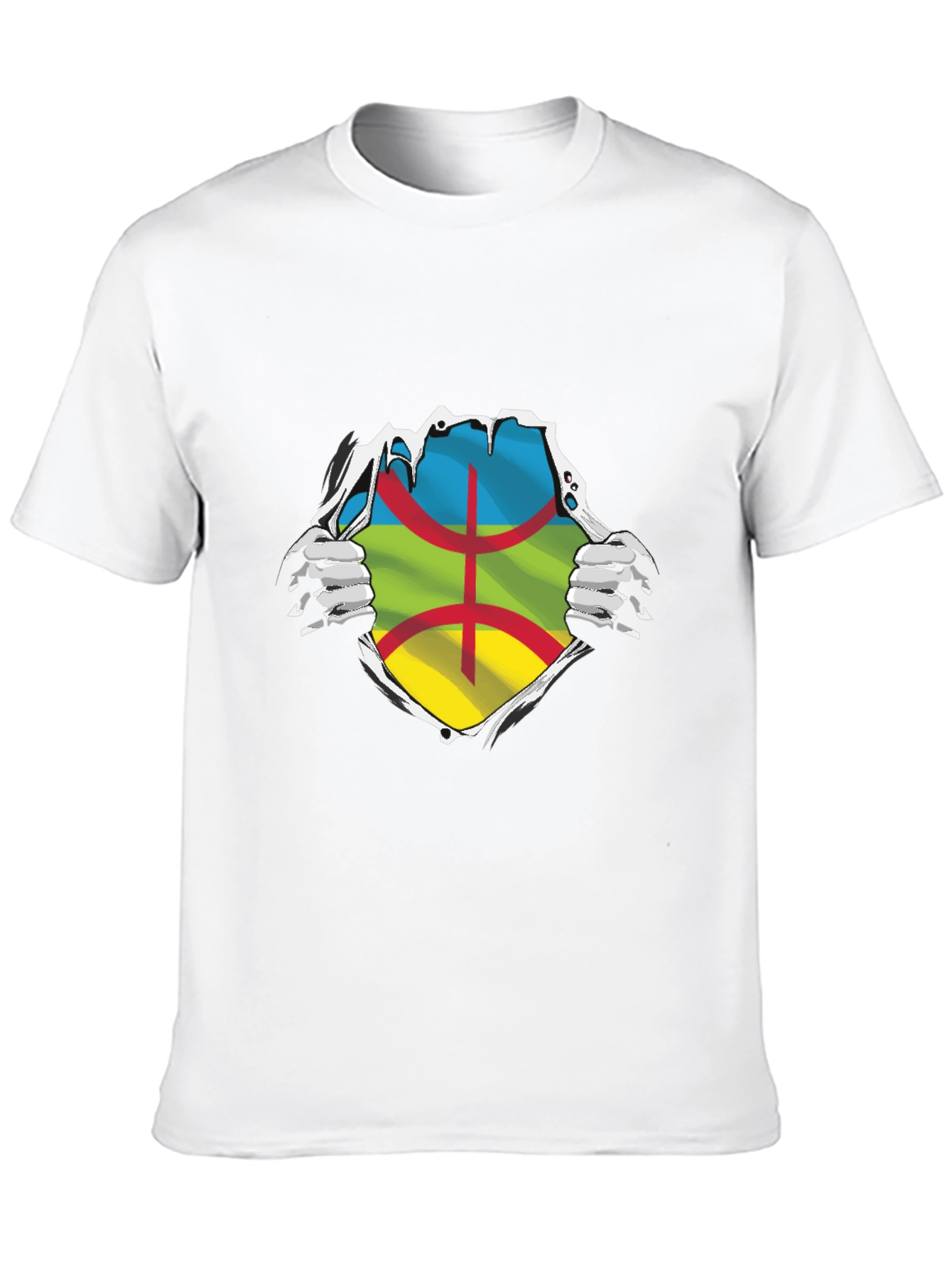 Berber Pride T-Shirt - Ripped Reveal Flag Design