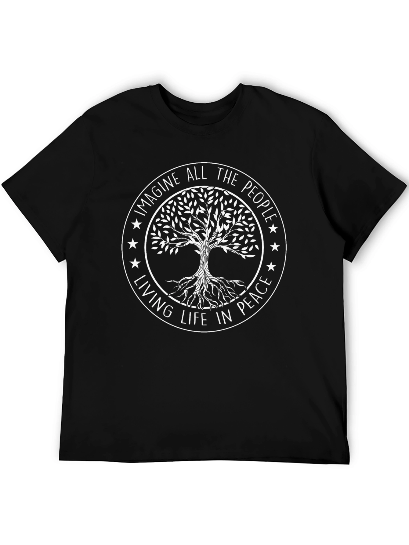 Imagine Peace Tree Graphic Tee - Black Cotton Blend