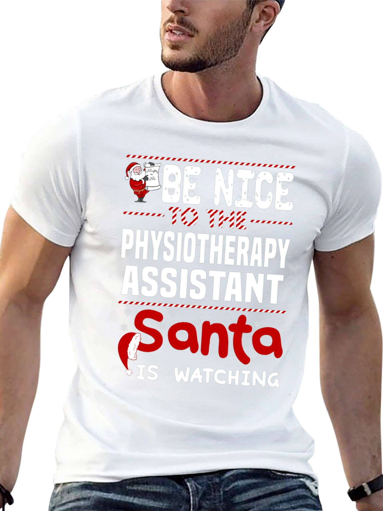 Physiotherapy Assistant Santa Watching T-Shirt