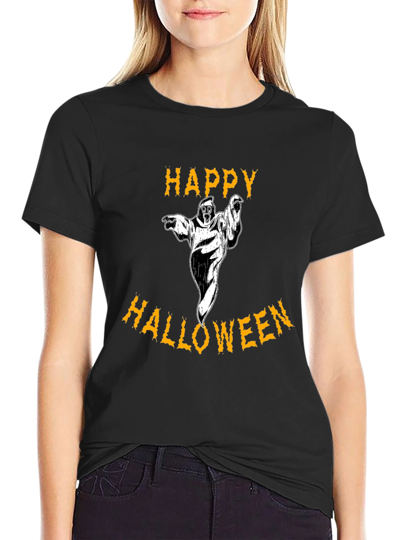 Happy Halloween Graphic Tee - Ghost Design
