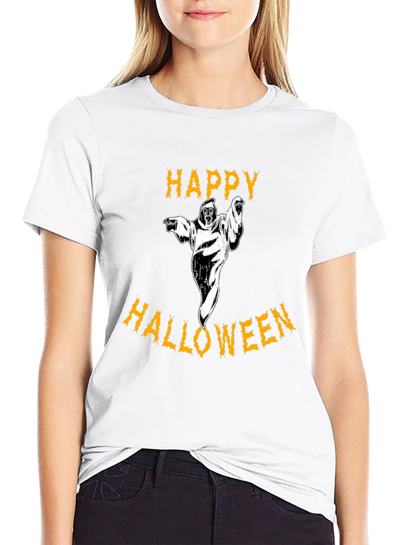 Happy Halloween Graphic Tee - Ghost Design