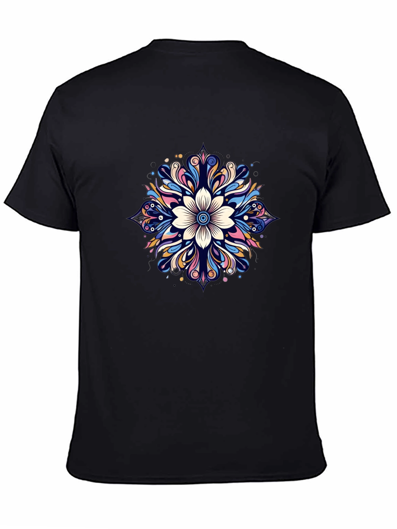Floral Mandala Graphic Black T-Shirt