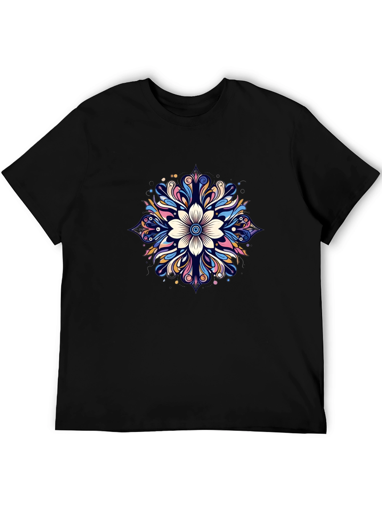 Floral Mandala Graphic Black T-Shirt