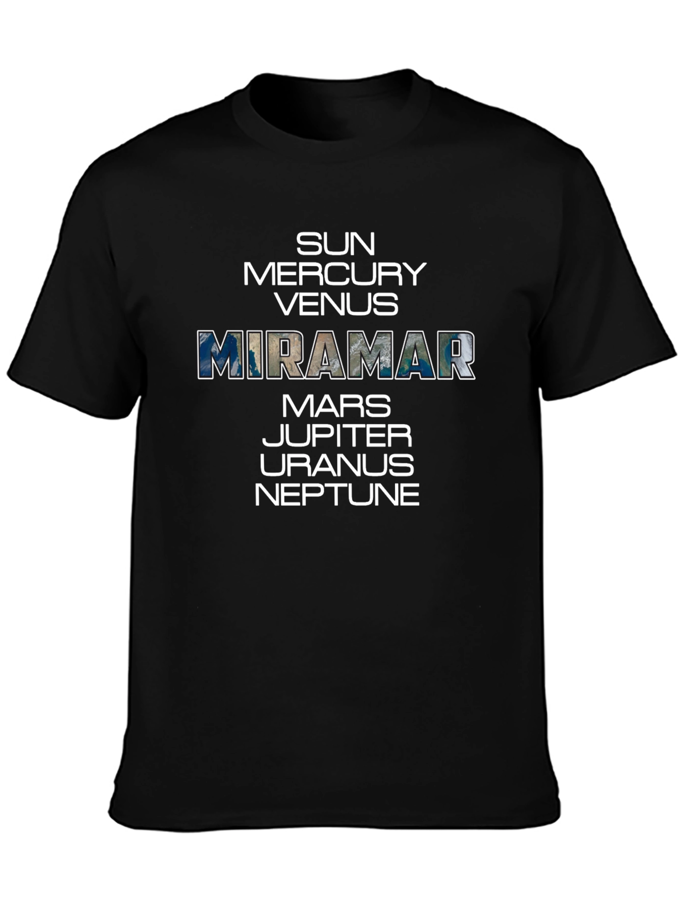 Planets List T-Shirt - Miramar Earth Design
