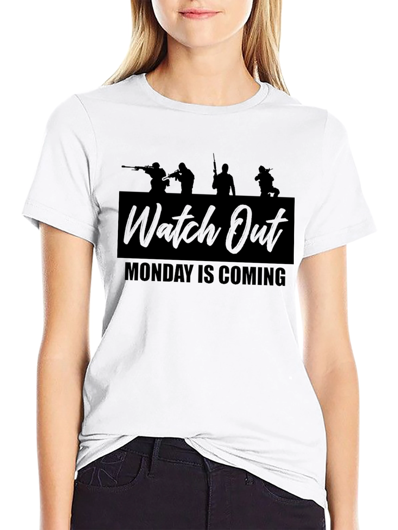 Watch Out Monday is Coming Black T-Shirt