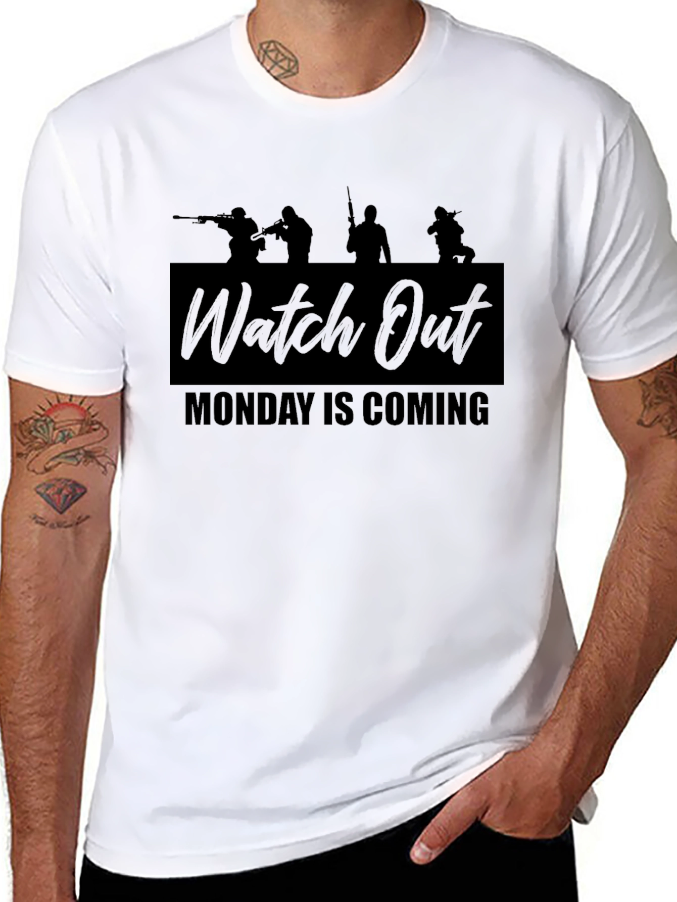 Watch Out Monday is Coming Black T-Shirt
