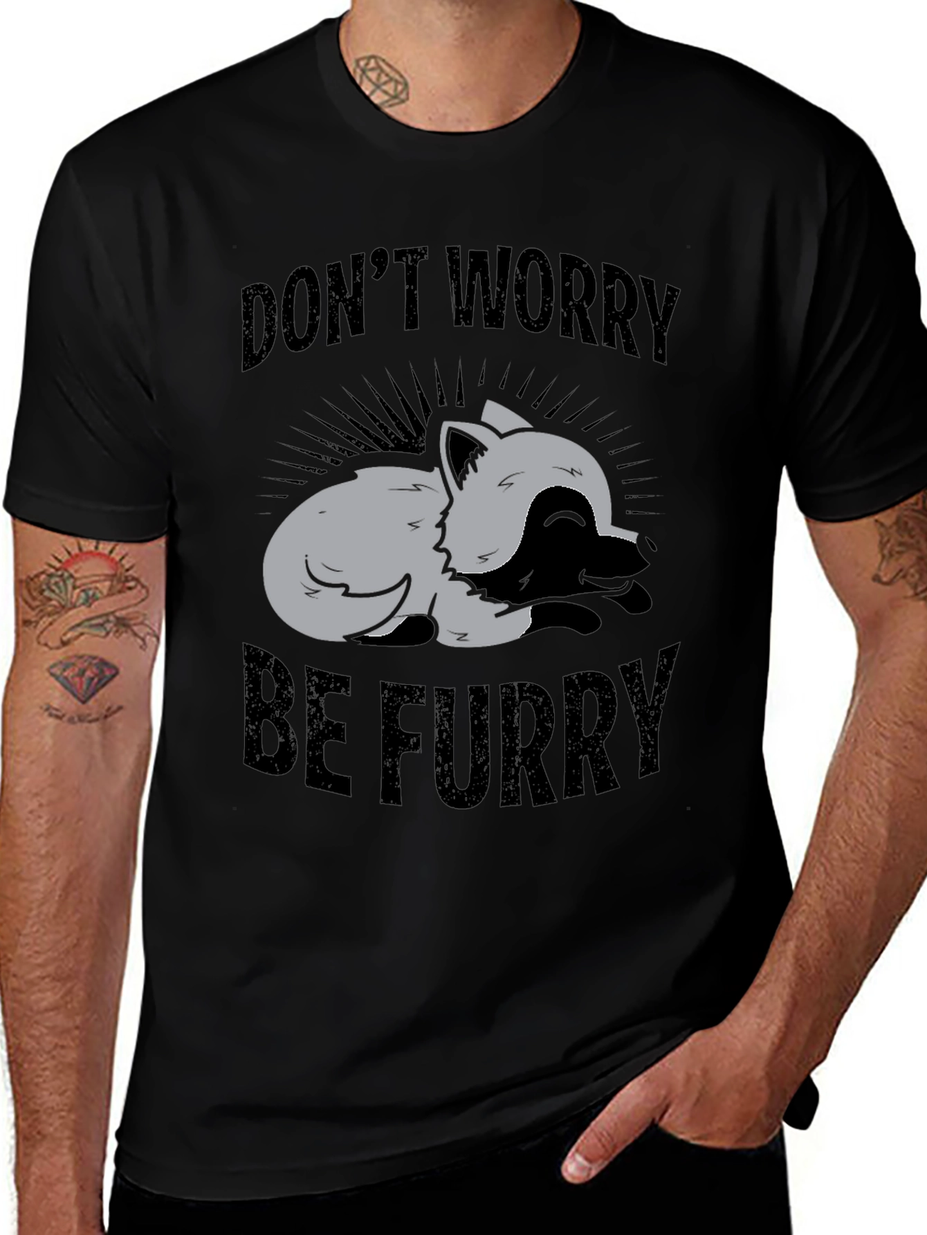 Dont Worry Be Furry Graphic T-Shirt