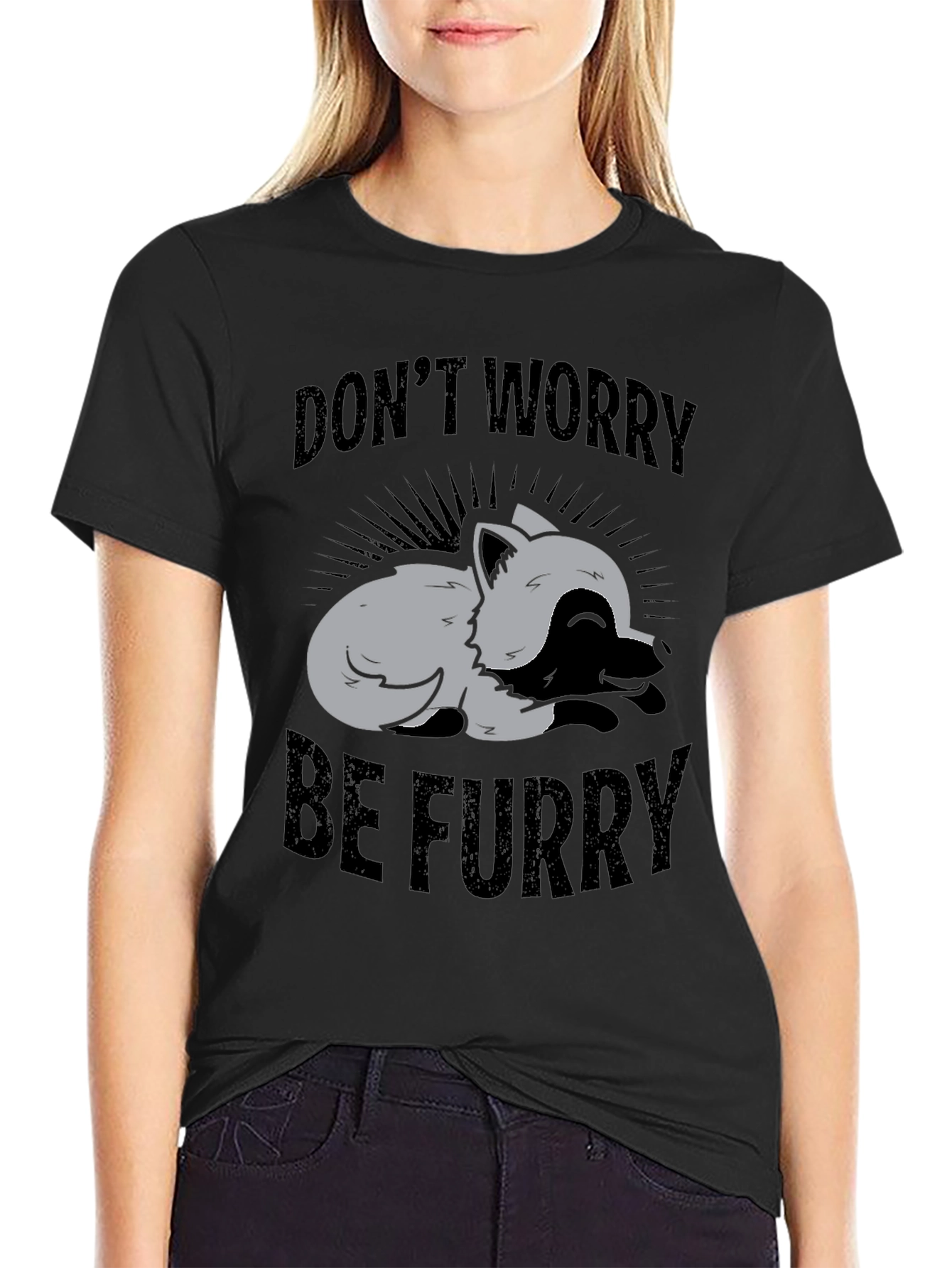 Dont Worry Be Furry Graphic T-Shirt