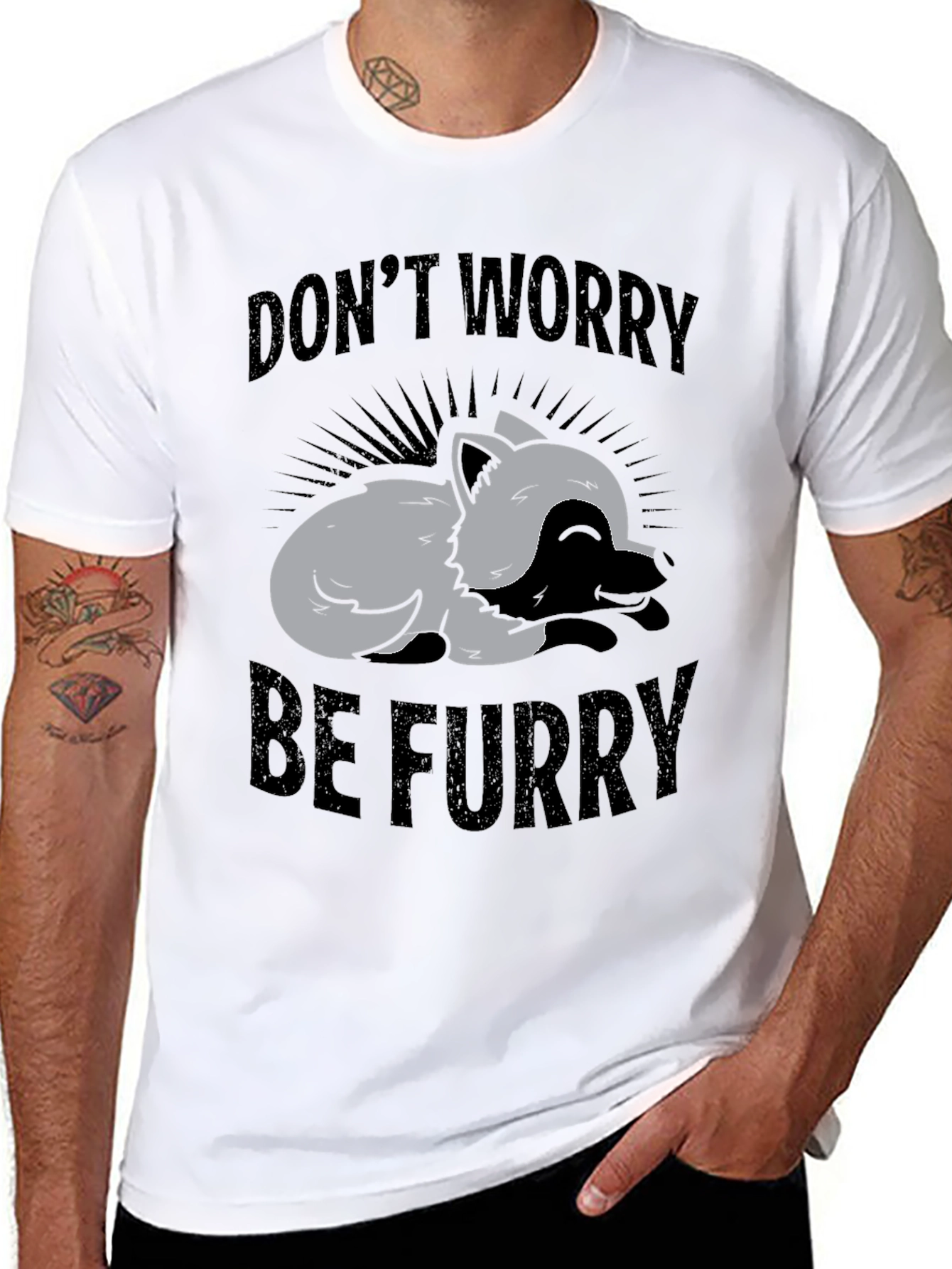 Dont Worry Be Furry Graphic T-Shirt