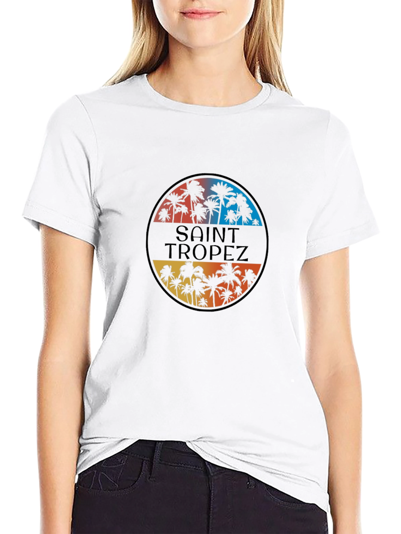 Saint Tropez Palm Tee - Retro Style
