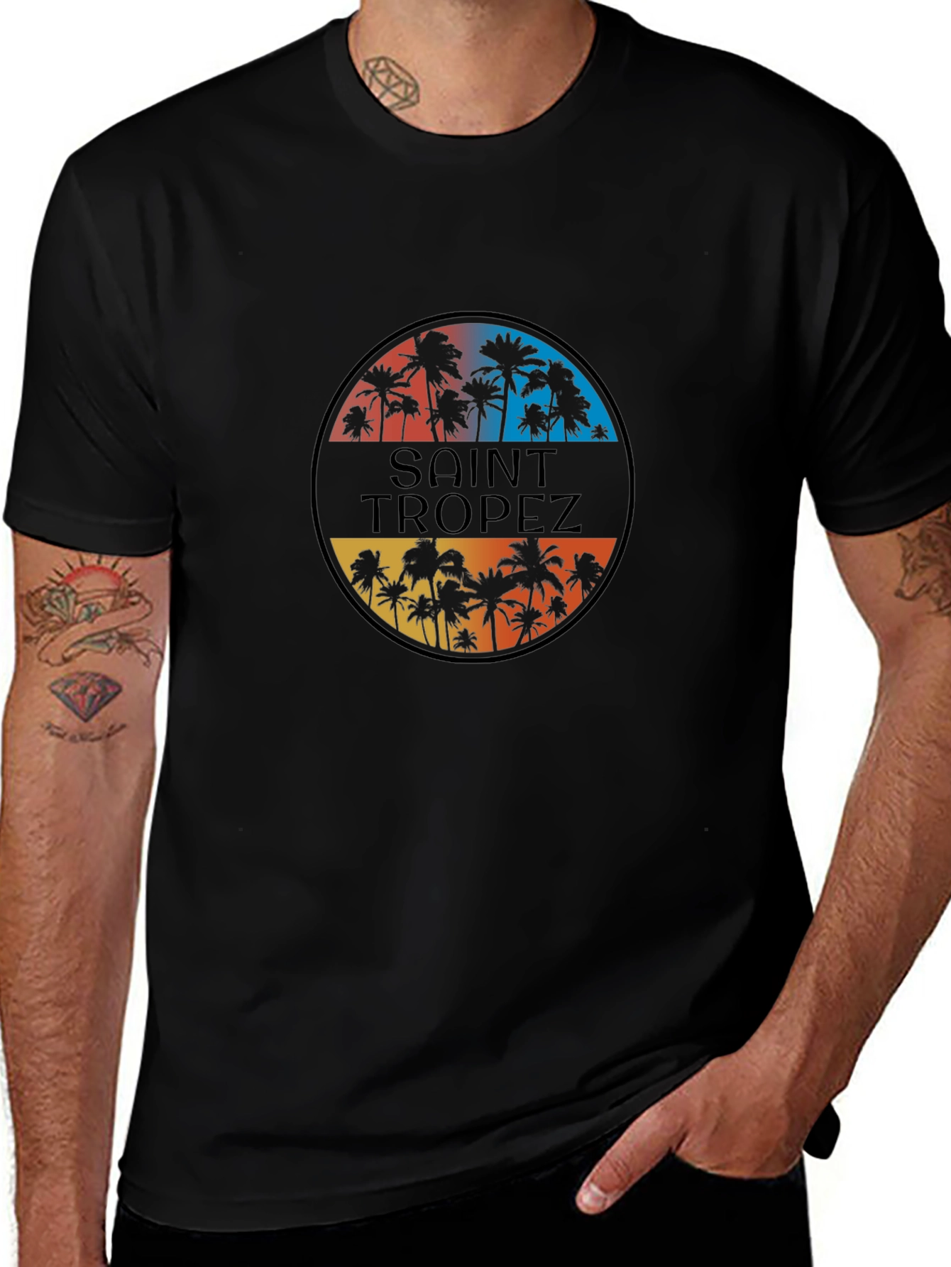 Saint Tropez Palm Tee - Retro Style