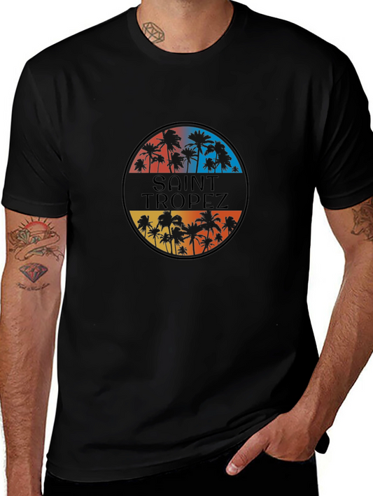Saint Tropez Palm Tee - Retro Style