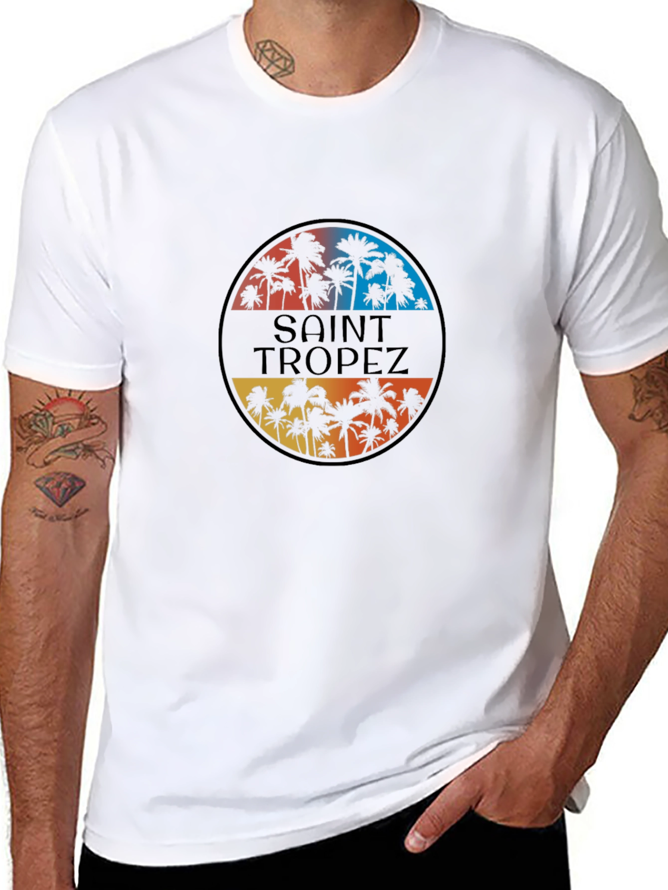 Saint Tropez Palm Tee - Retro Style