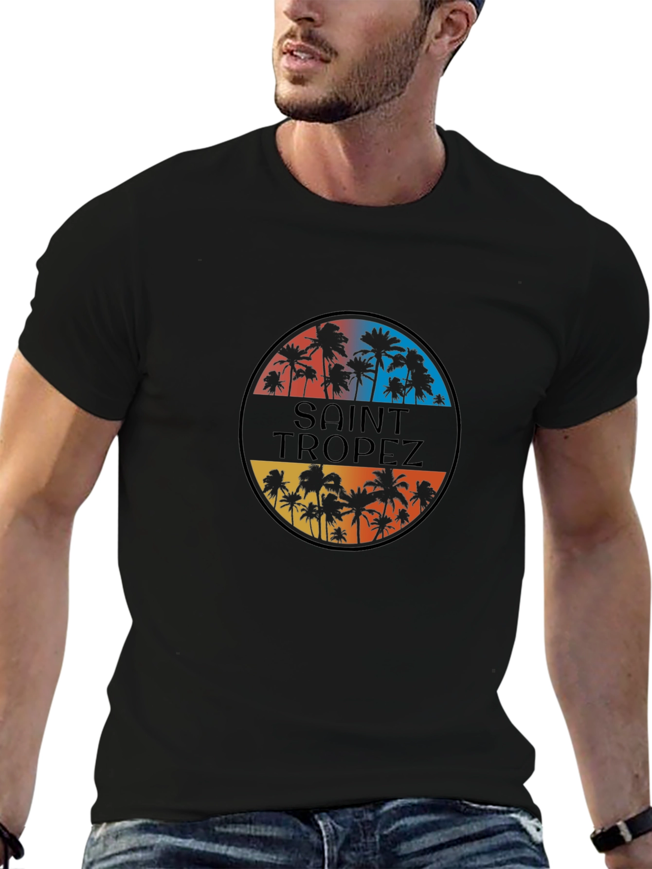 Saint Tropez Palm Tee - Retro Style