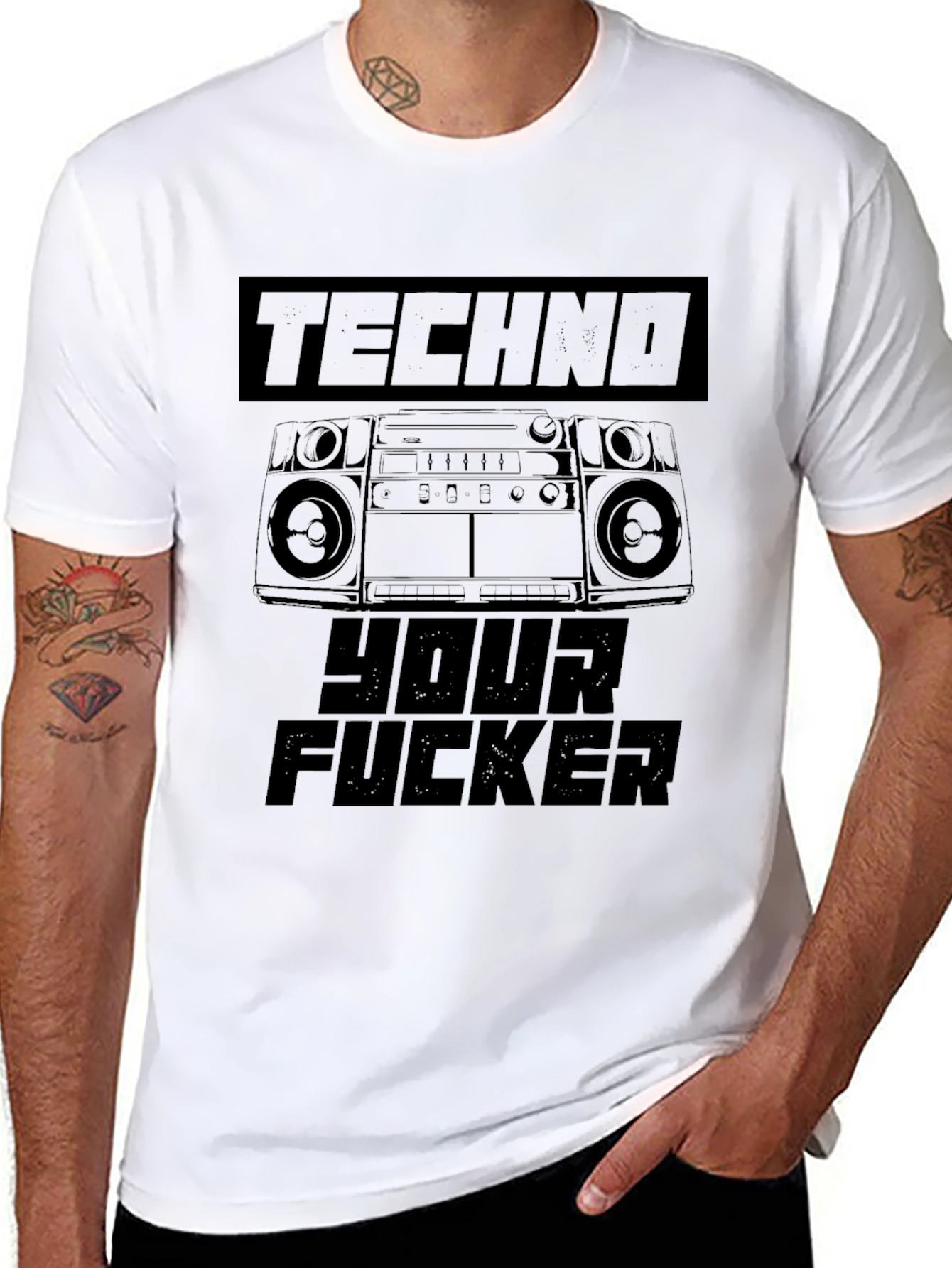 Techno Boombox Graphic Tee - Bold & Edgy Style
