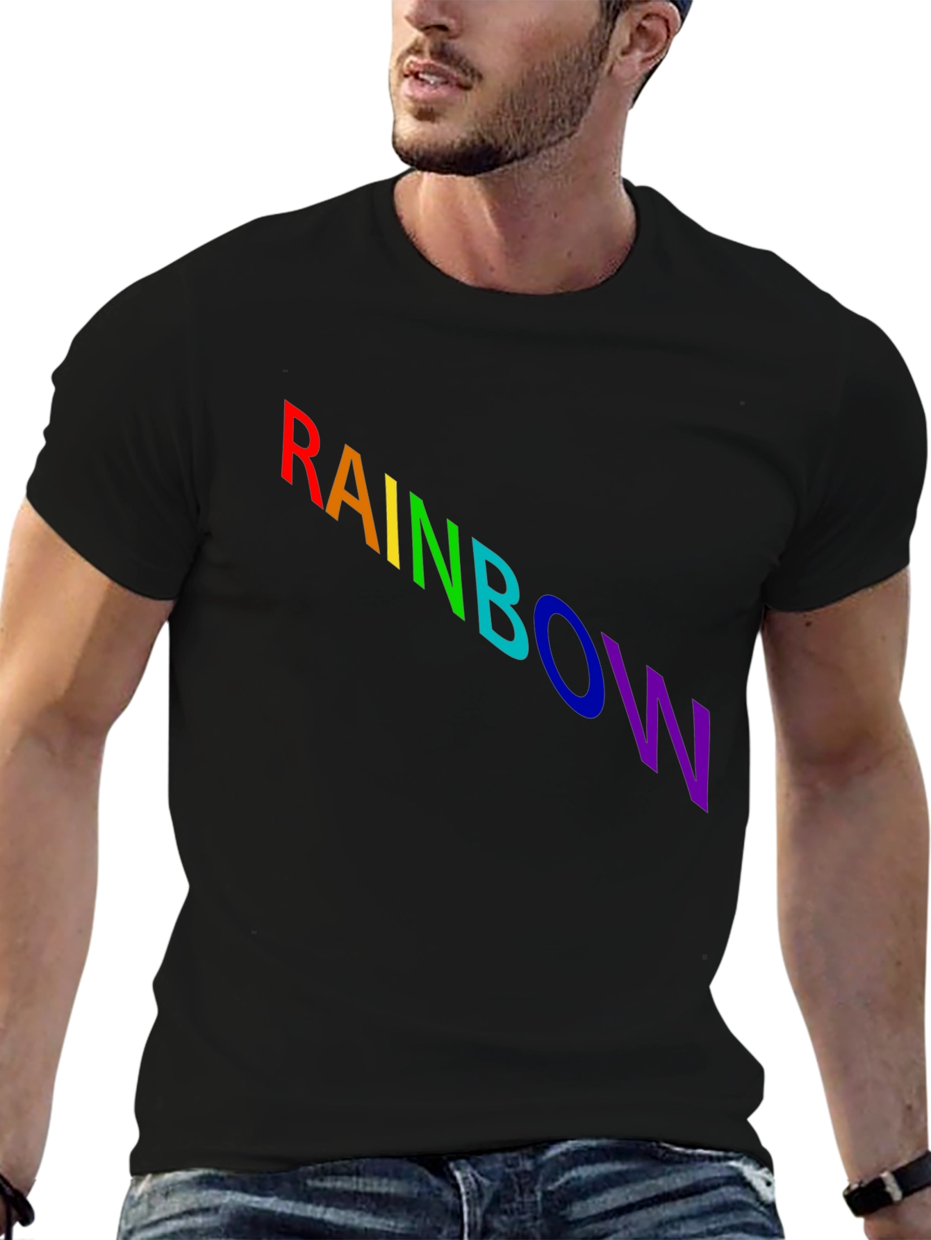 Rainbow Graphic Black T-Shirt Casual Wear